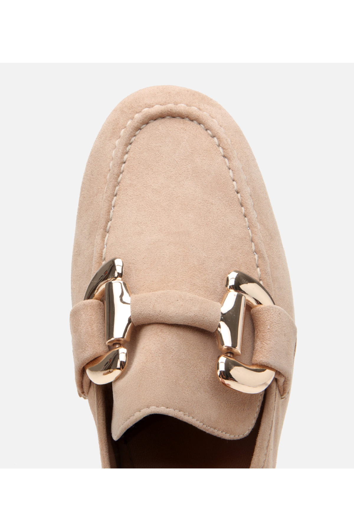 Kadın Süet Deri Bej Tokalı Günlük Loafer - Görsel 5