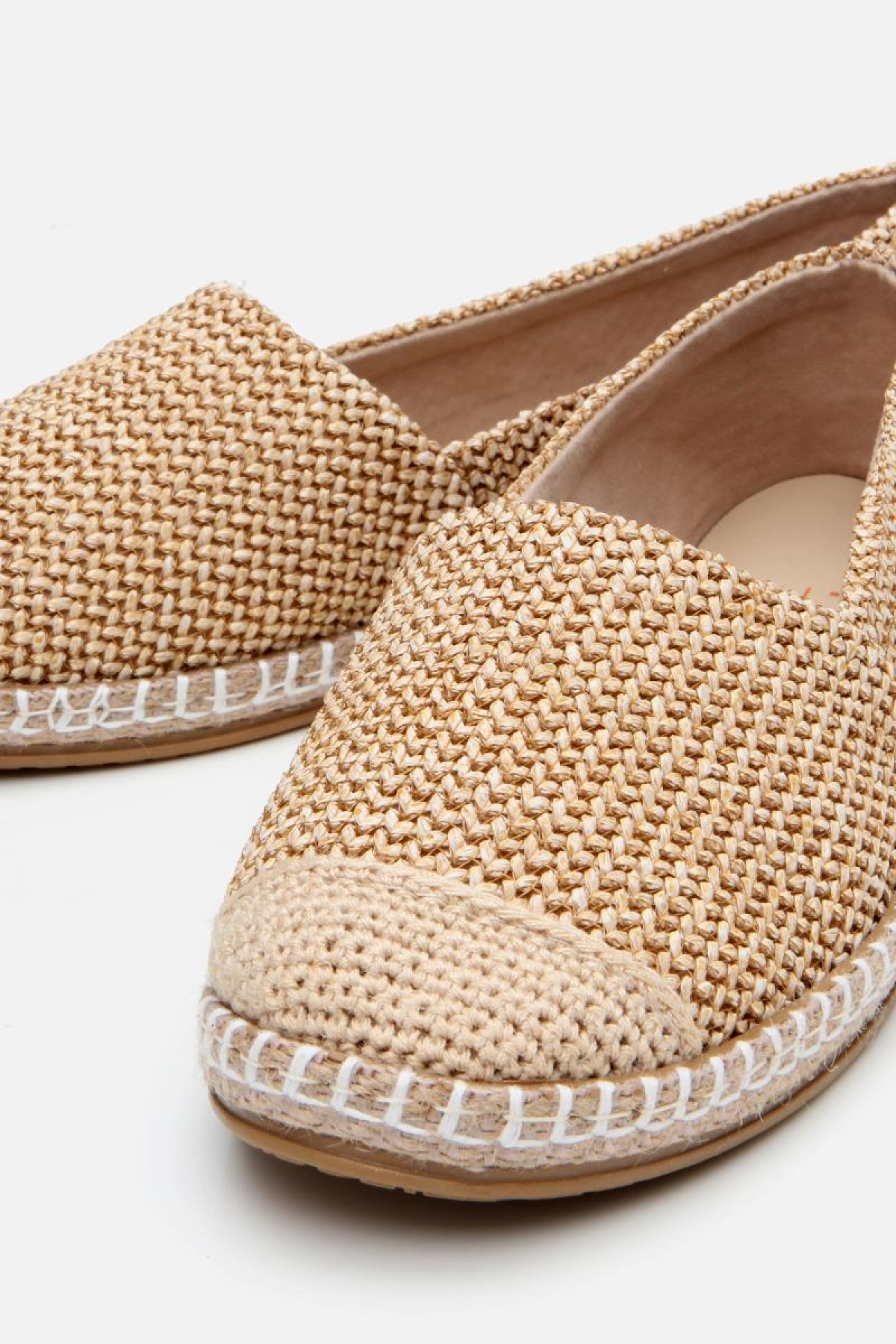 Kadın Bej Çizgili Hasır Detaylı Espadril - Görsel 4