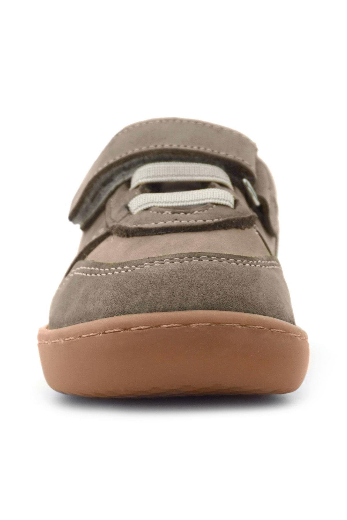 Bob Hakiki Deri Kum Krem Barefoot Cırtlı Lastikli Bebek Sneaker Ayakkabı - Görsel 4