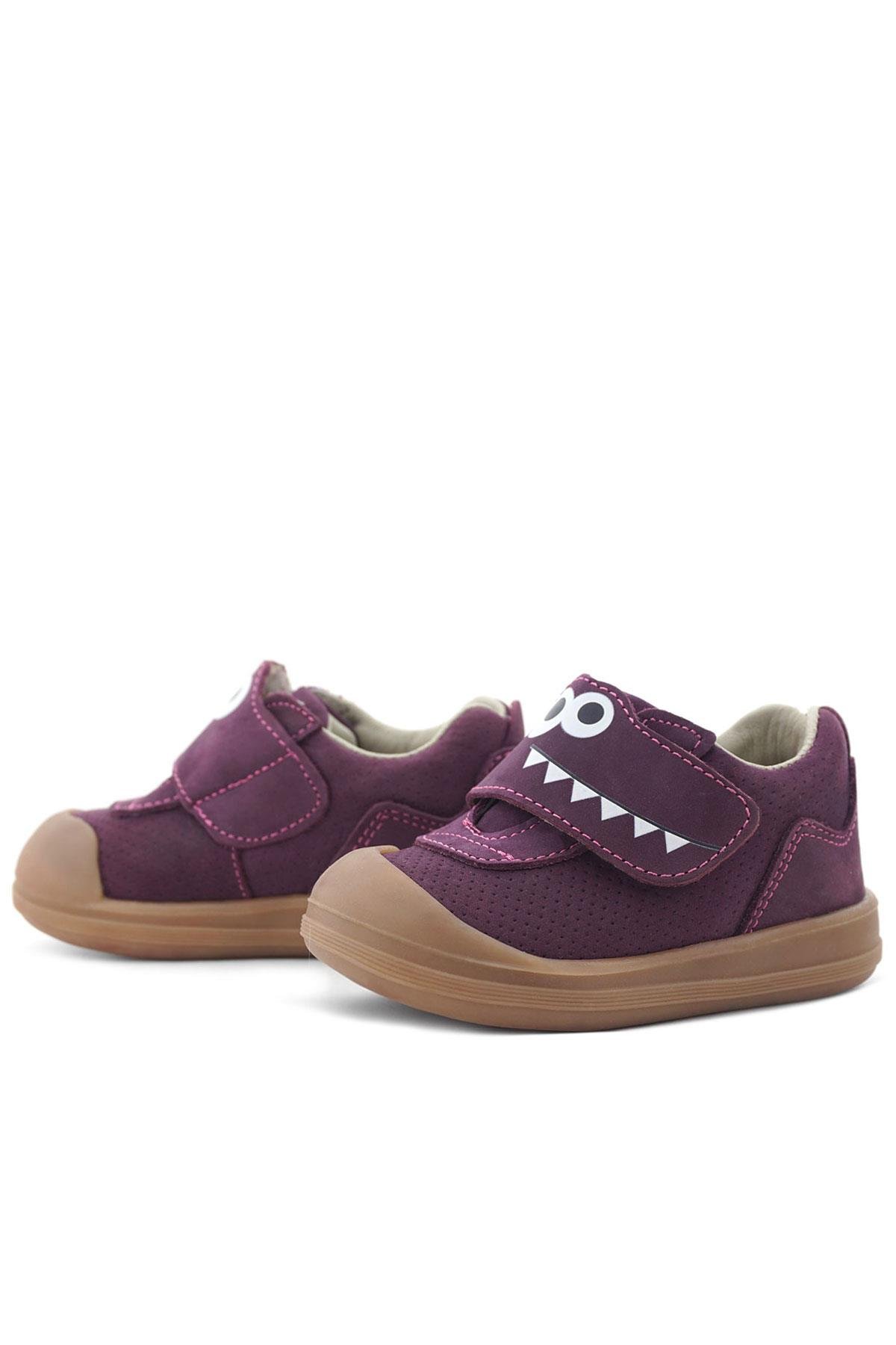 Dino Hakiki Deri Mor Kahverengi Yüksek Bilekli Bebek Ayakkabı - Görsel 6