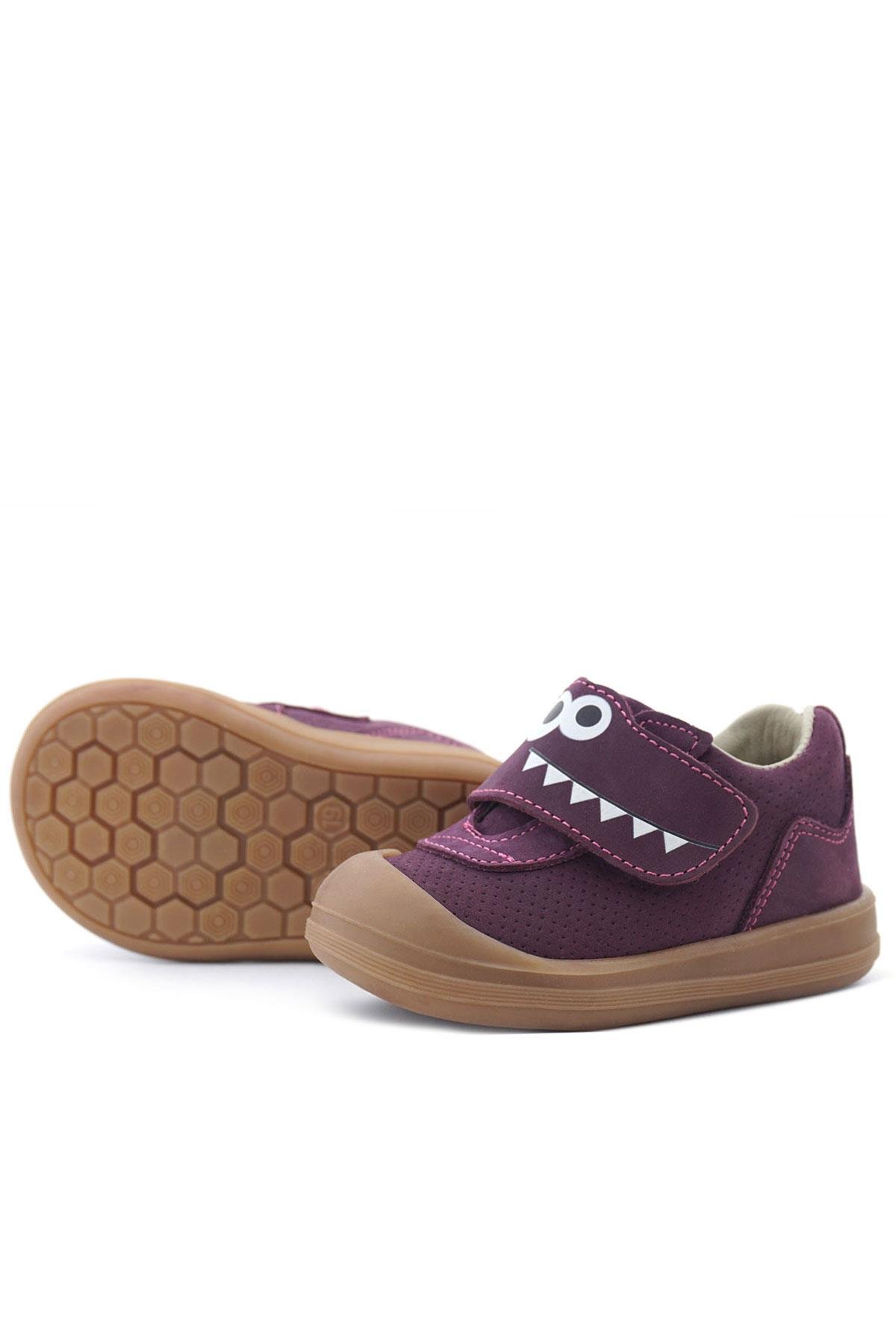 Dino Hakiki Deri Mor Kahverengi Yüksek Bilekli Bebek Ayakkabı - Görsel 7