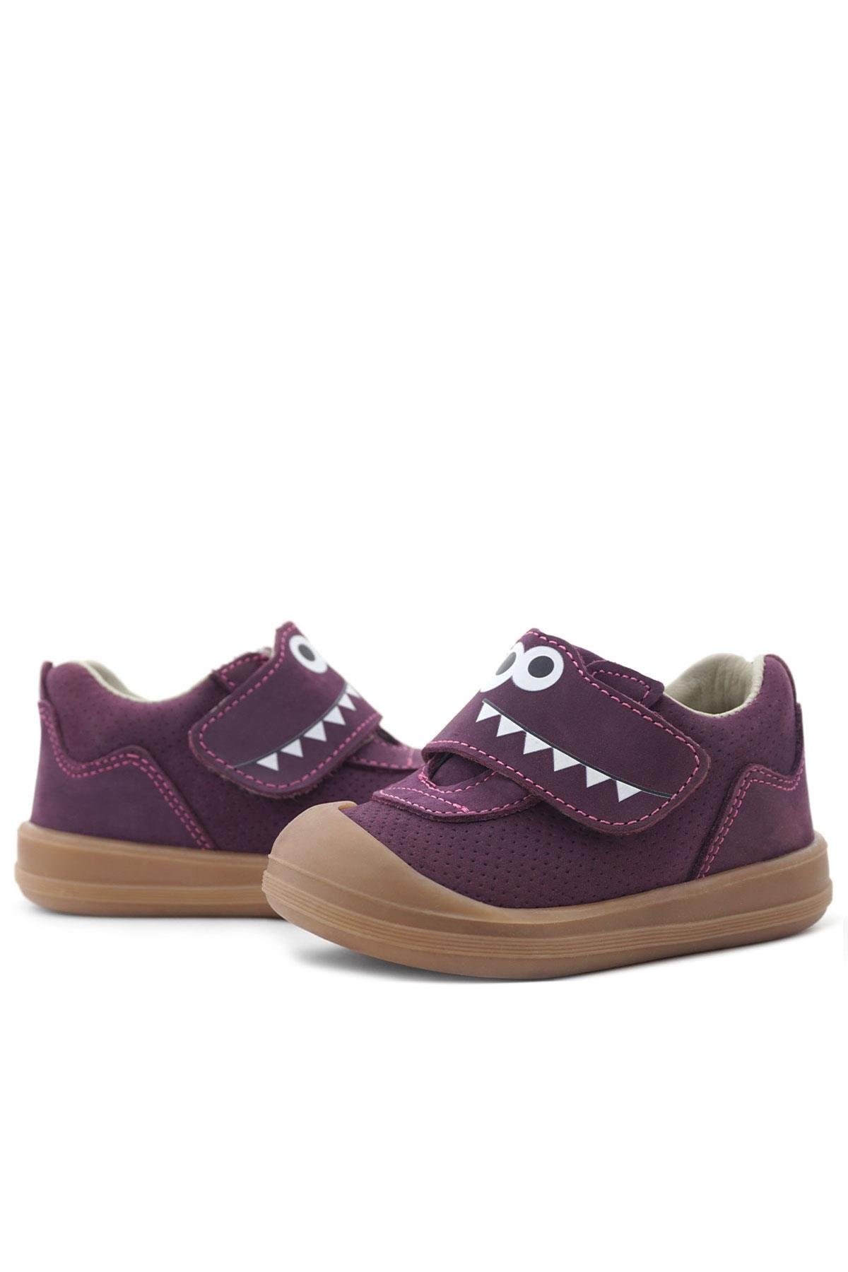 Dino Hakiki Deri Mor Kahverengi Yüksek Bilekli Bebek Ayakkabı - Görsel 8