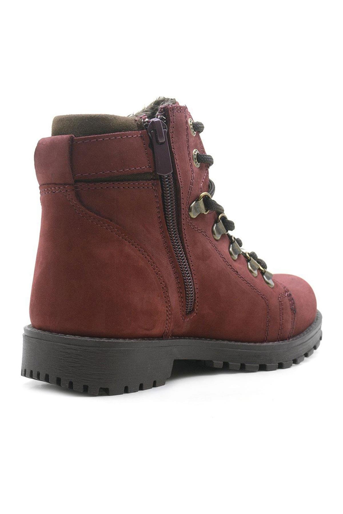 Griffon Hakiki Deri Bordo Fermuarlı Çocuk Bot - Görsel 4