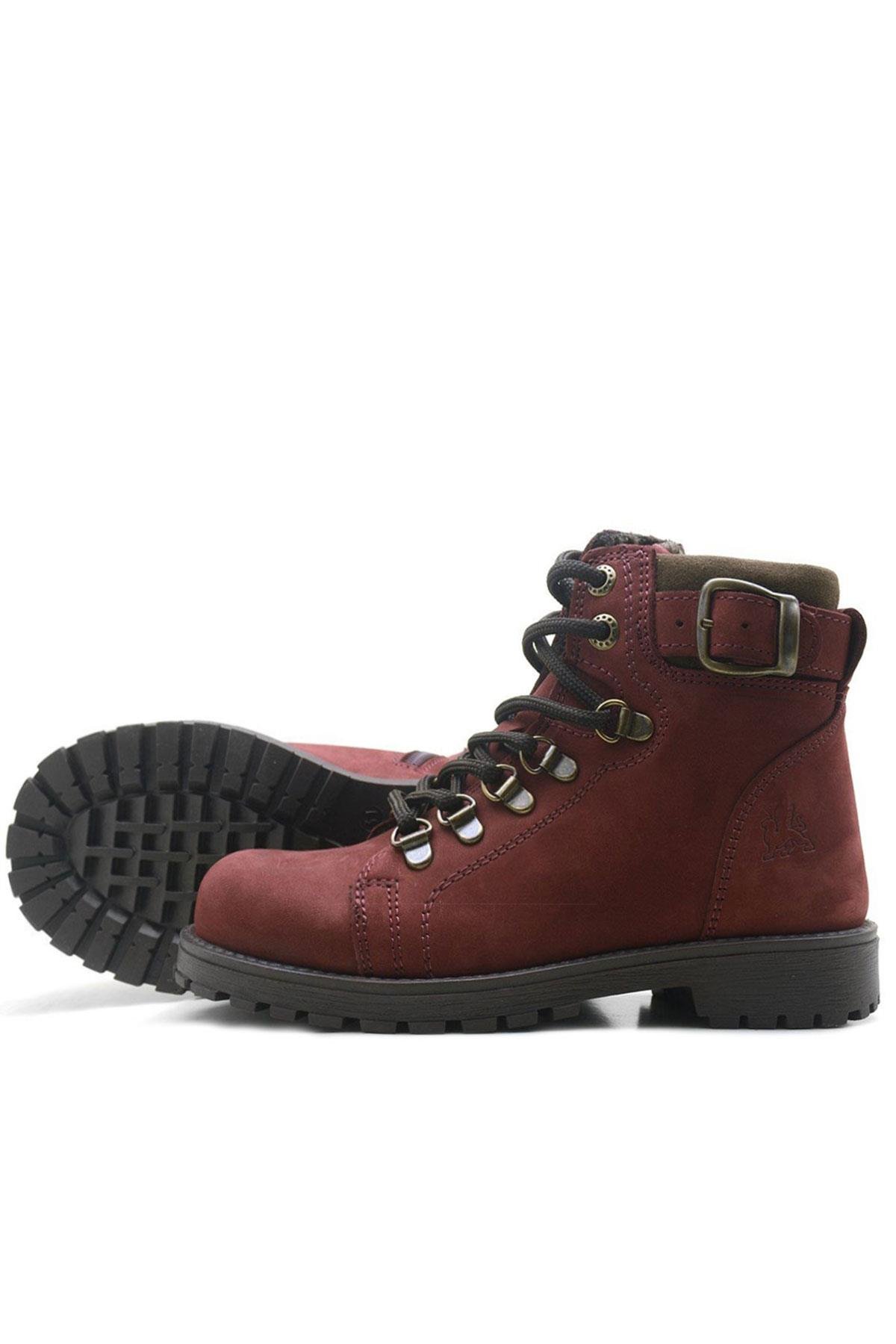 Griffon Hakiki Deri Bordo Fermuarlı Çocuk Bot - Görsel 6