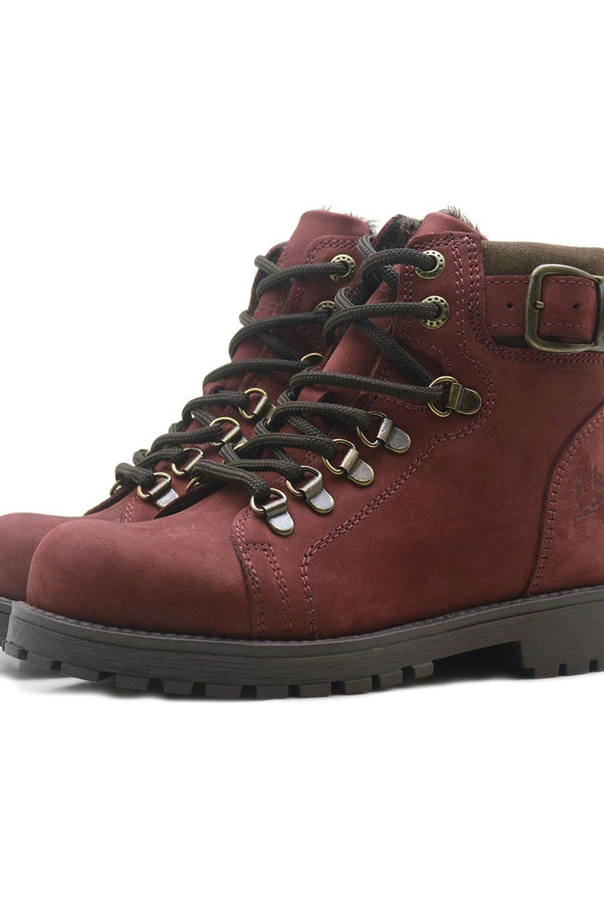Griffon Hakiki Deri Bordo Fermuarlı Çocuk Bot - Görsel 7
