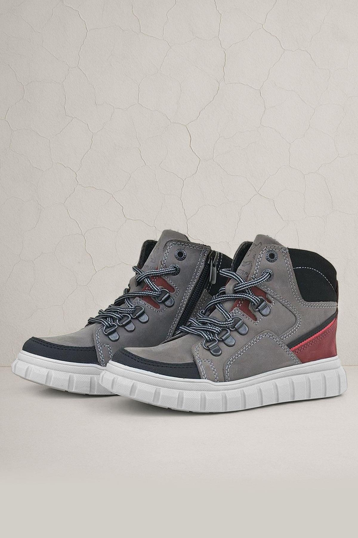 Rakerplus Hakiki Deri Gri Fermuarlı Erkek Çocuk Bot - Görsel 4