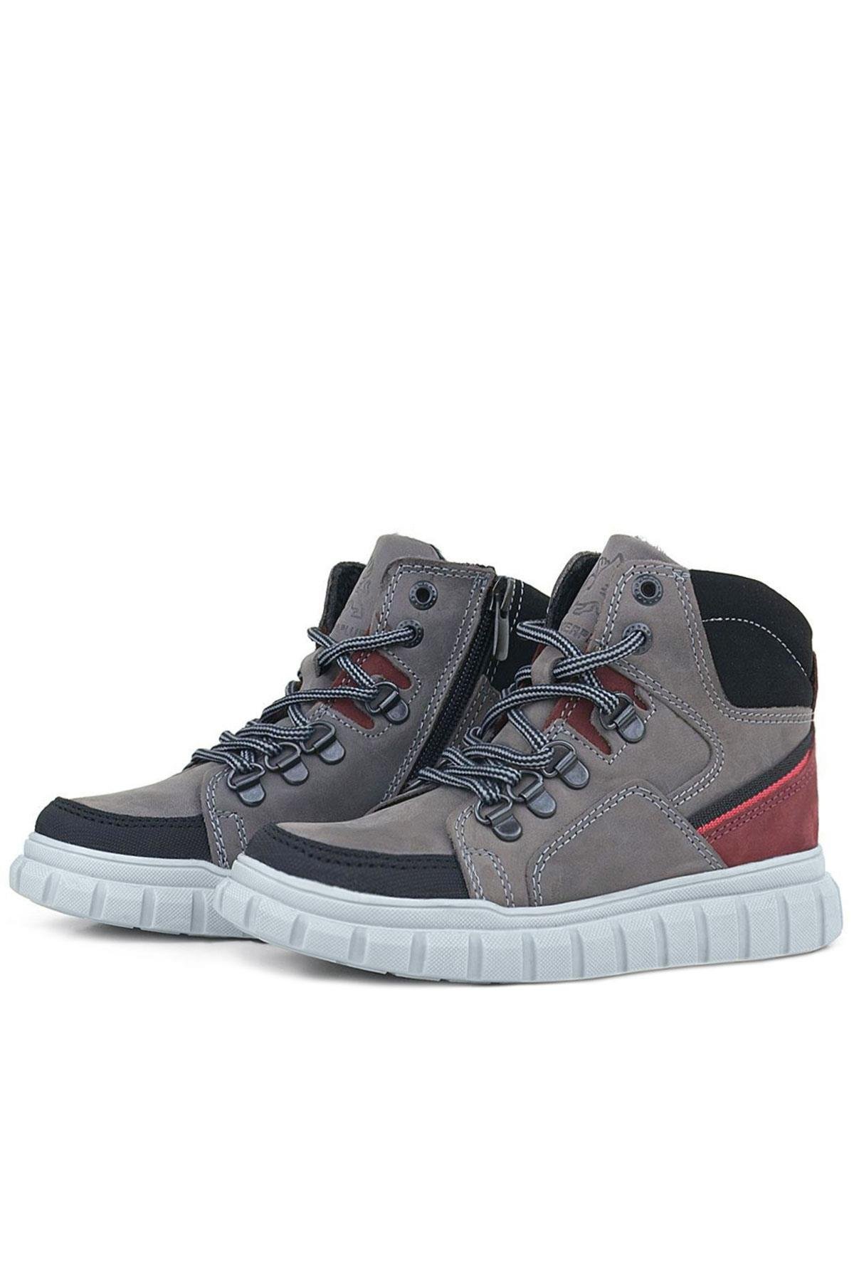 Rakerplus Hakiki Deri Gri Fermuarlı Erkek Çocuk Bot - Görsel 5