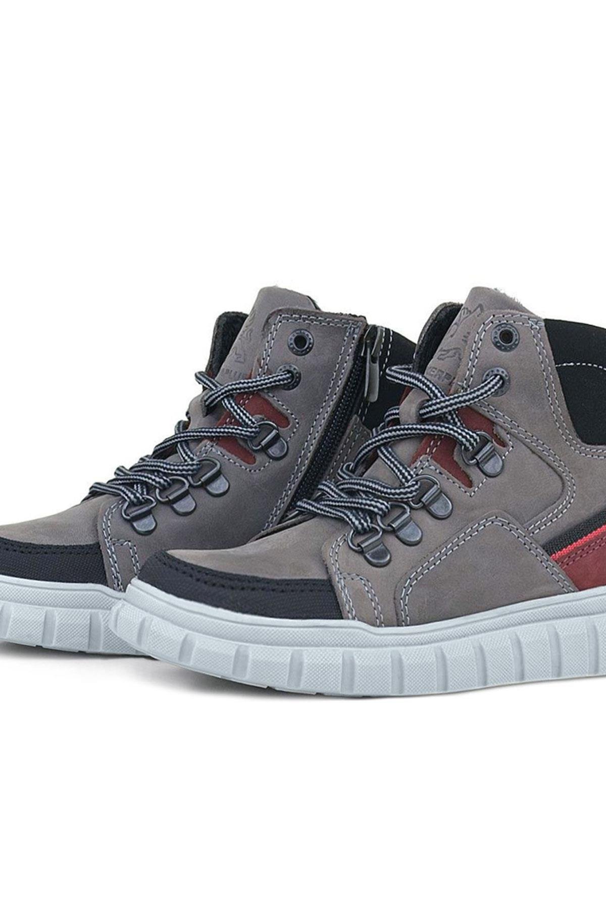 Rakerplus Hakiki Deri Gri Fermuarlı Erkek Çocuk Bot - Görsel 7
