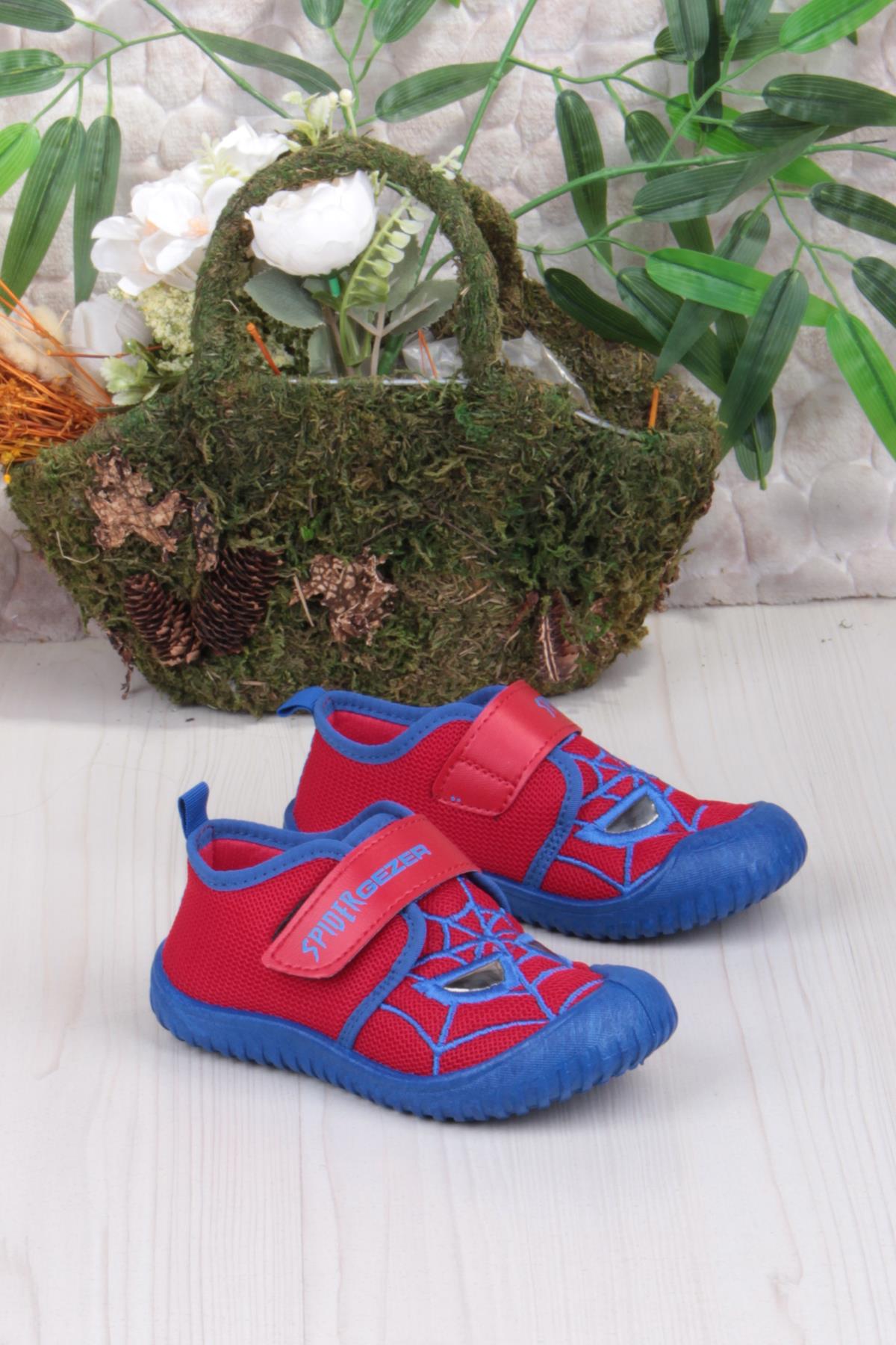 3450 Gz Spıder Anaokulu Kreş Ev Erkek Çocuk Keten Panduf Ayakkabı - Görsel 2