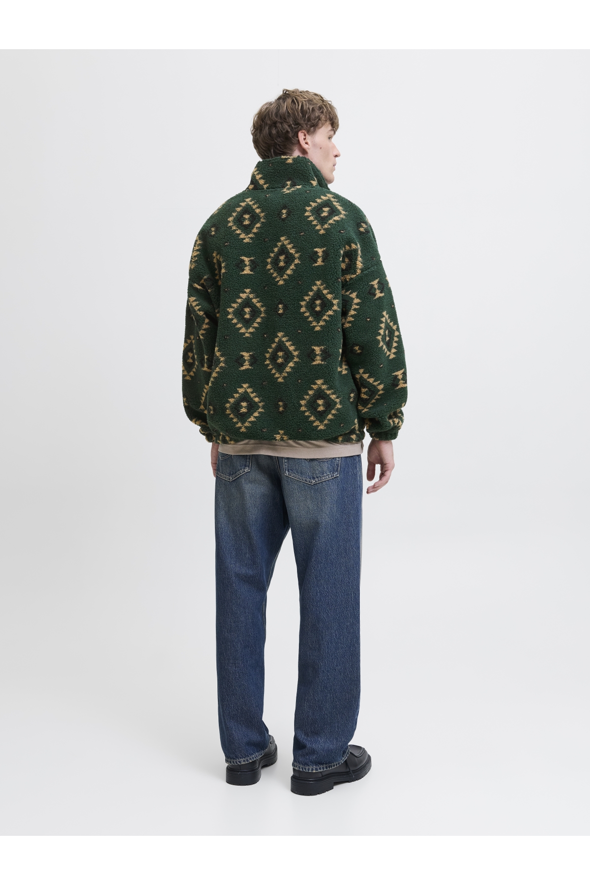 Jack Jones Joreddıe Teddy Half Zıp Hn T25 Erkek Yeşil Sweatshirt