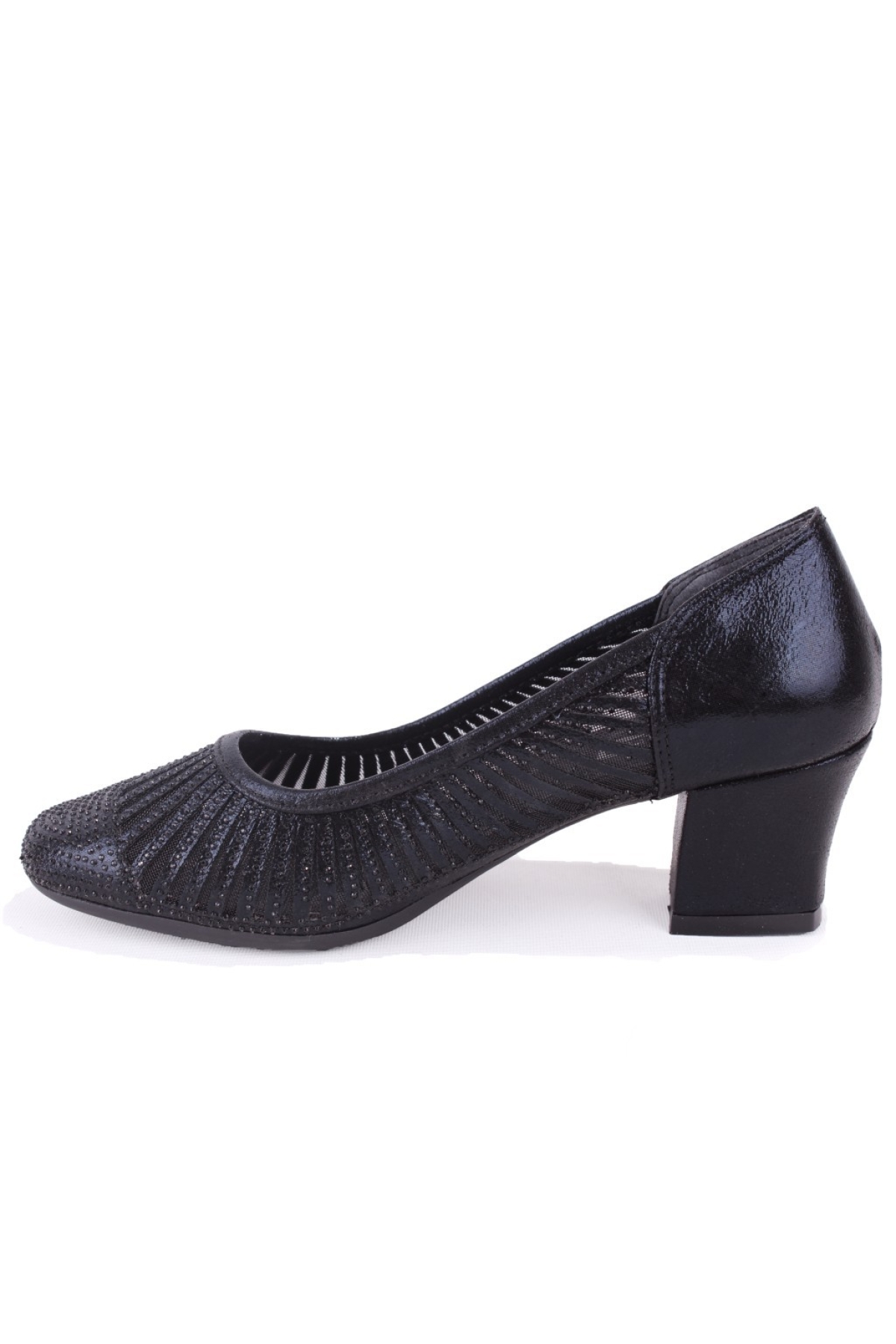 DZA07-725545 Siyah Taşlı Klasik Topuklu Kadın Ayakkabı - Görsel 4