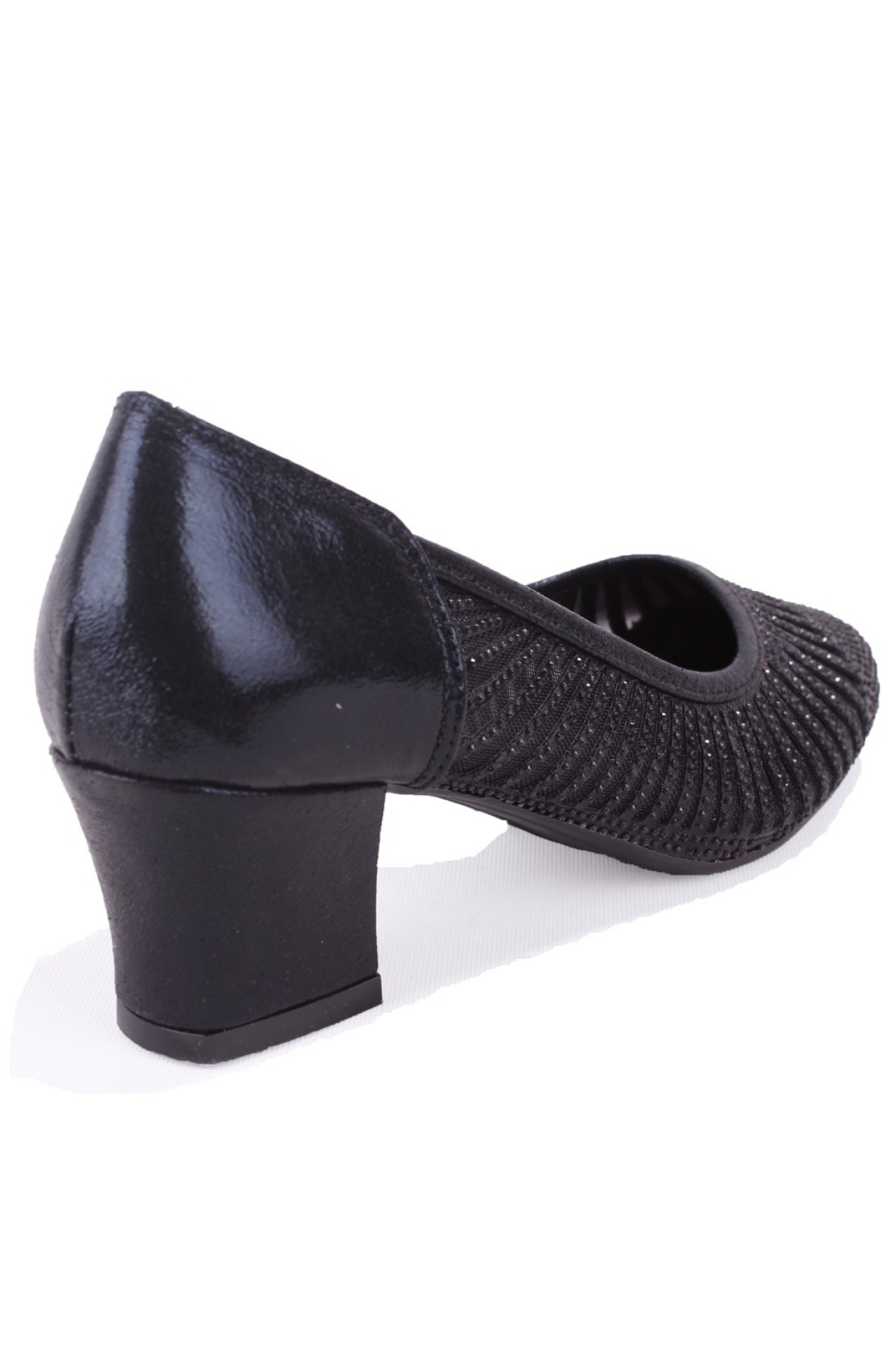 DZA07-725545 Siyah Taşlı Klasik Topuklu Kadın Ayakkabı - Görsel 5