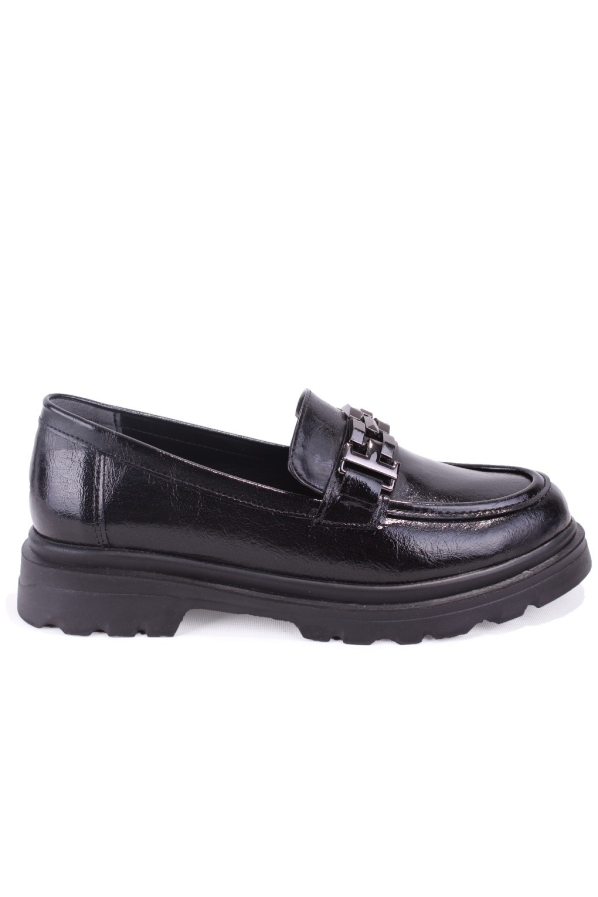 DZA07-90801 Siyah Rugan Günlük Loafer Kadın Ayakkabı - Görsel 3