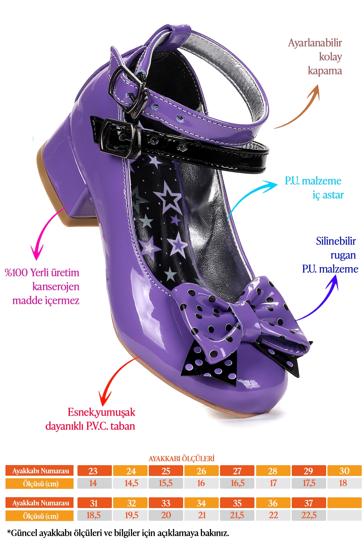 Star Fiyonklu Kız Çocuk Topuklu Abiye Ayakkabı Mor - Görsel 3