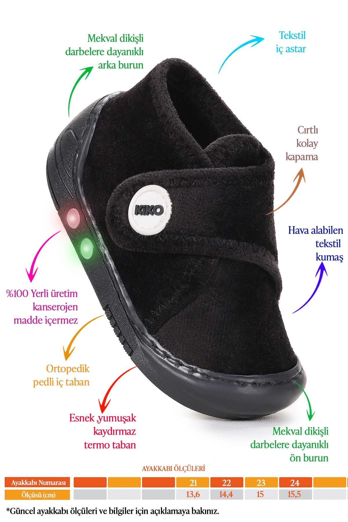 Petri Günlük Işıklı Erkek Bebek Ev Okul Kreş Panduf Siyah - Görsel 3