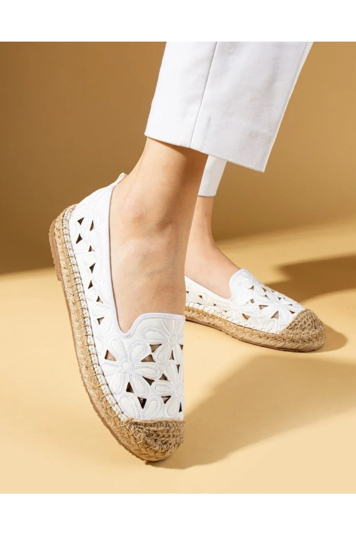 Çiçek Desenli Espadril Kadın Babet Ayakkabı - Görsel 2