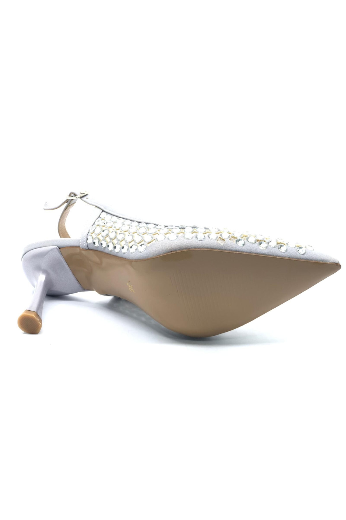 Arkası Açık Zümrüt Taş Detaylı Stiletto Kadın Ayakkabı - Görsel 6