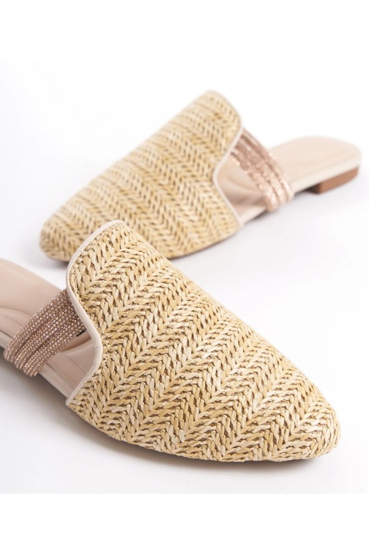 İnce Taban Hasır Detaylı Kadın Terlik - Görsel 8