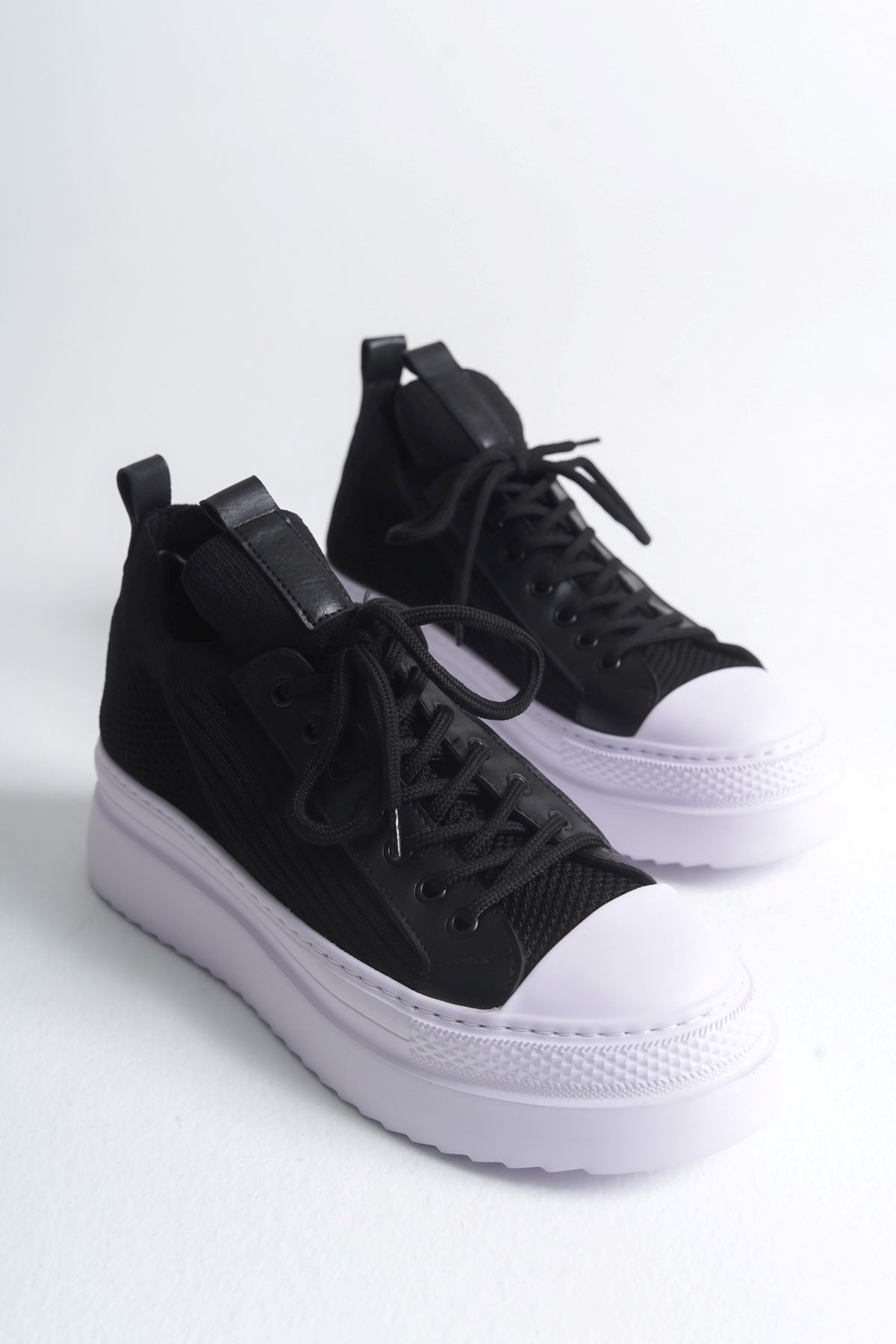 Bağcıklı Triko Erkek Casual Ayakkabı Siyah - Görsel 2