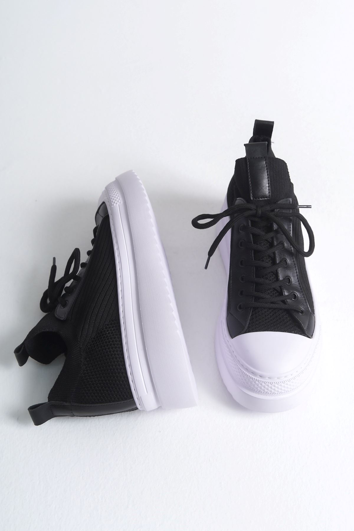 Bağcıklı Triko Erkek Casual Ayakkabı Siyah - Görsel 3