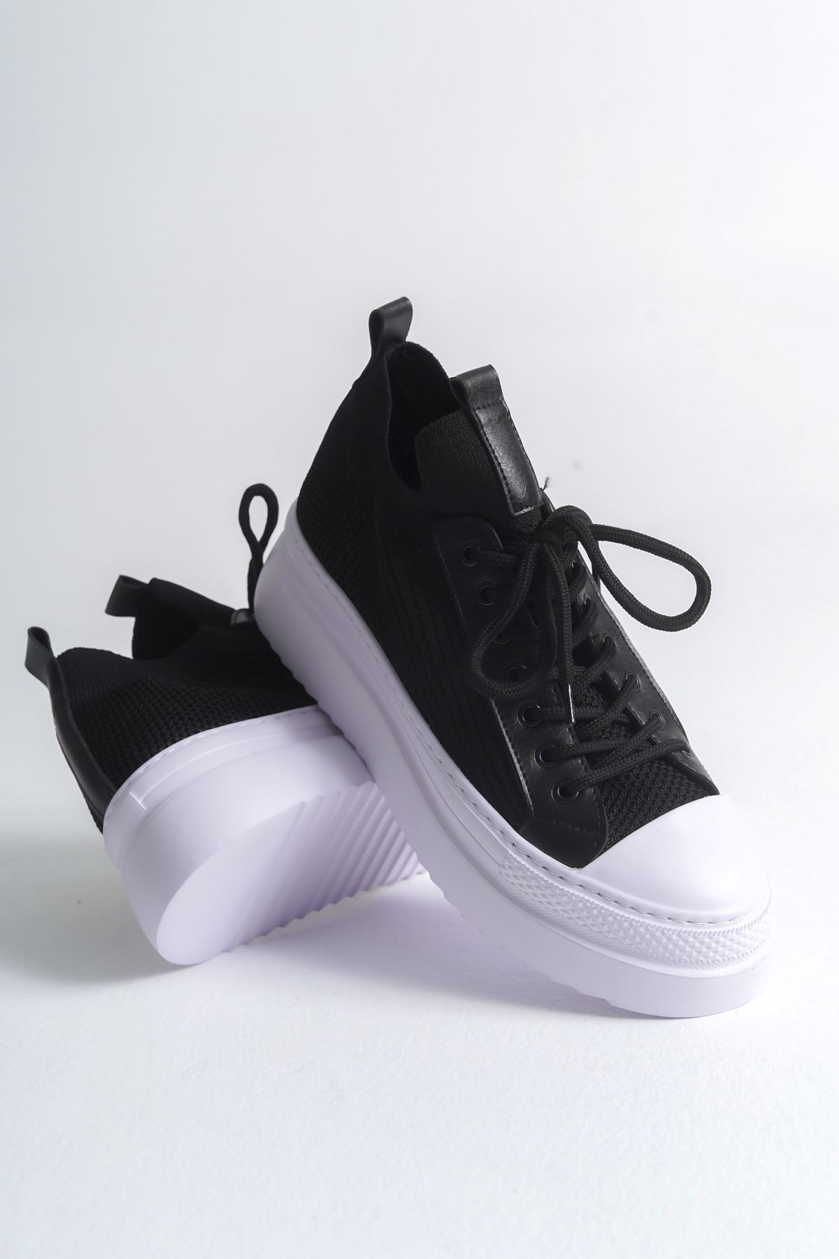 Bağcıklı Triko Erkek Casual Ayakkabı Siyah - Görsel 4