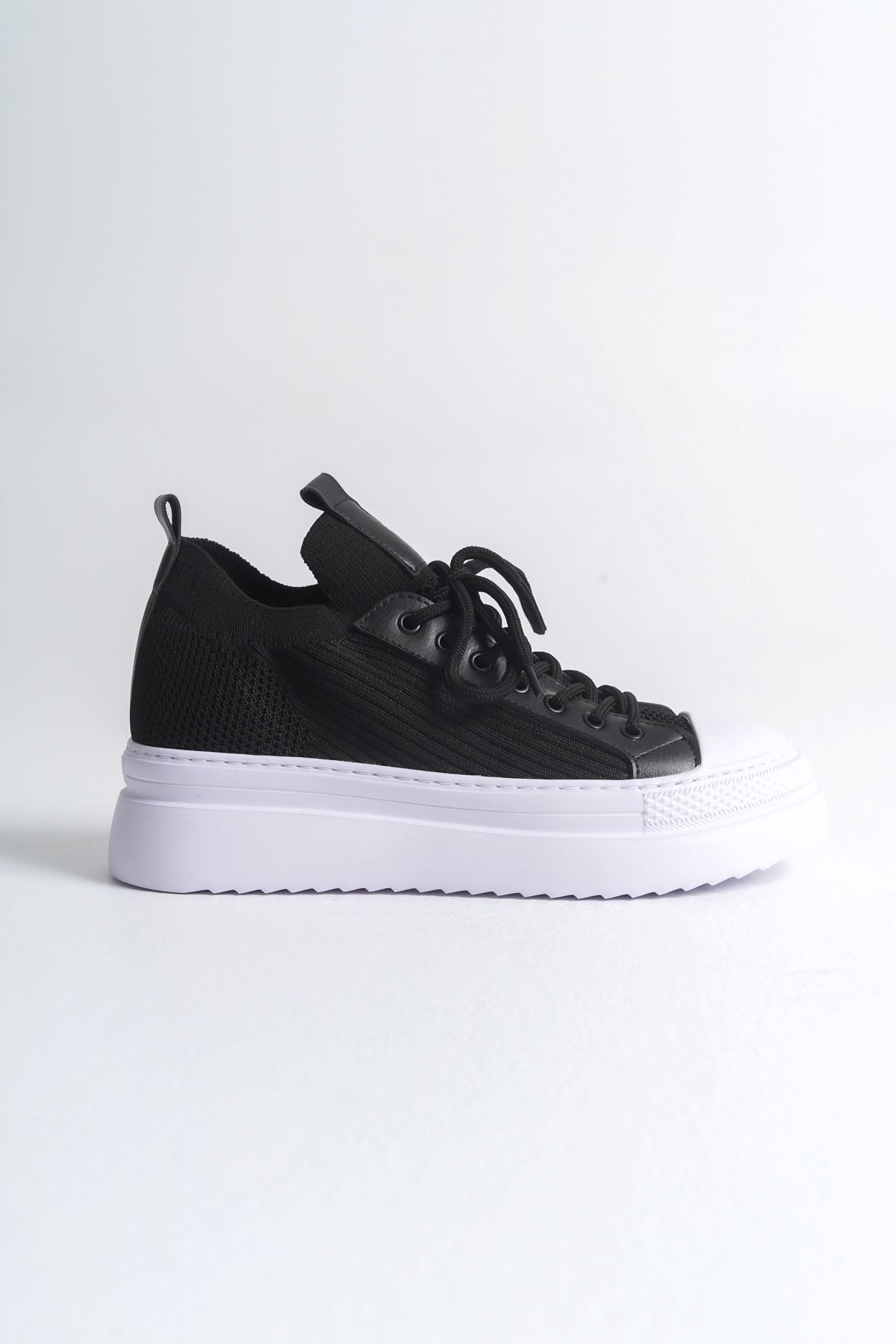 Bağcıklı Triko Erkek Casual Ayakkabı Siyah - Görsel 5