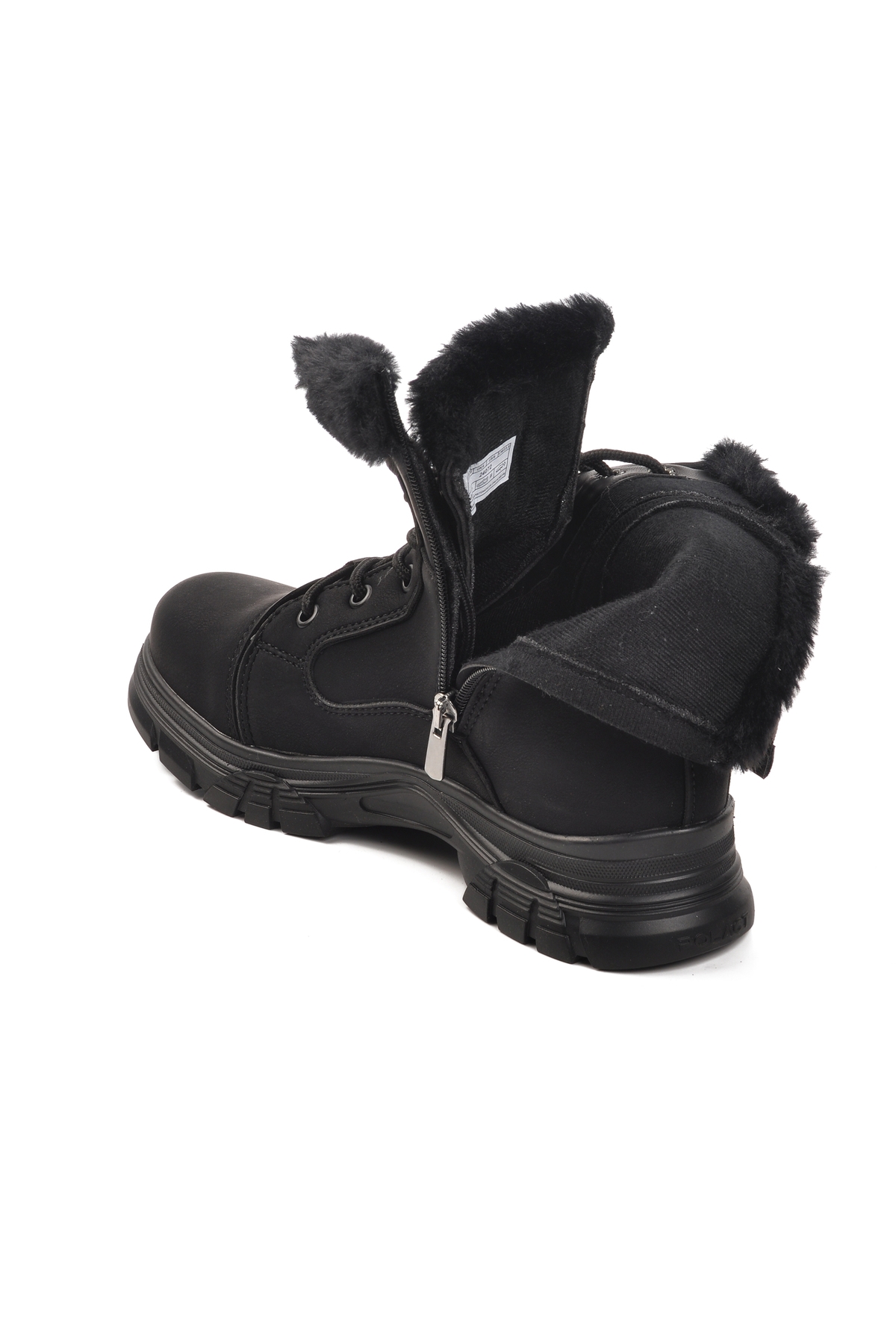Aspor Siyah Fermuarlı Bağcık Detaylı İçi Polarlı Kadın Sneaker Bot - Görsel 5