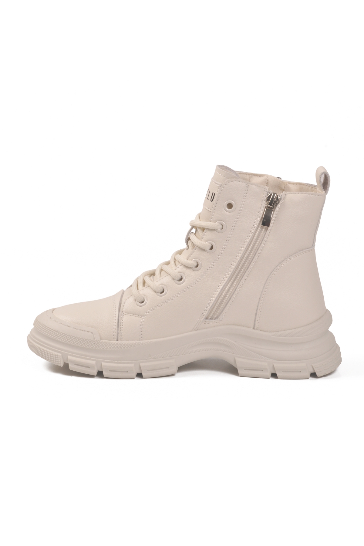 Beyaz Fermuarlı Kaymaz Taban Kadın Sneaker Bot - Görsel 3