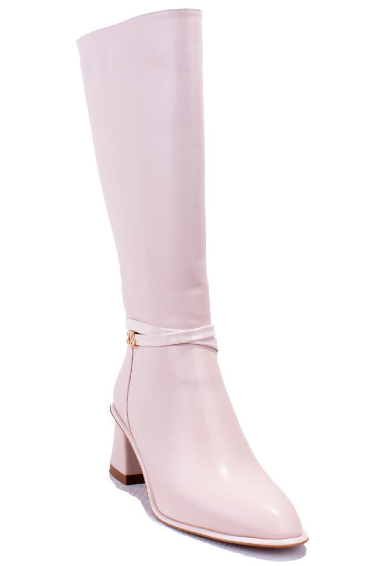 DZA07-1032901 Bej Klasik Topuklu Kadın Çizme - Görsel 2
