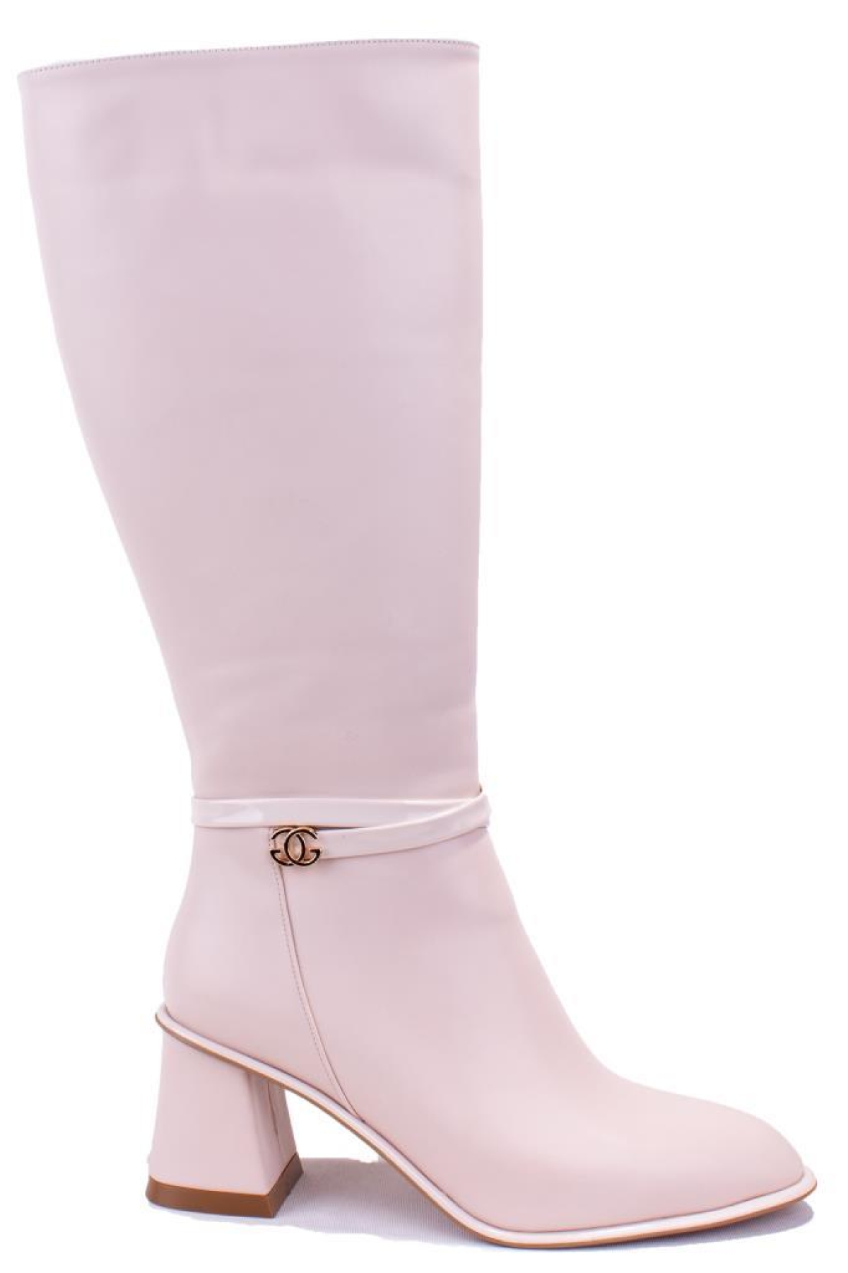 DZA07-1032901 Bej Klasik Topuklu Kadın Çizme - Görsel 3