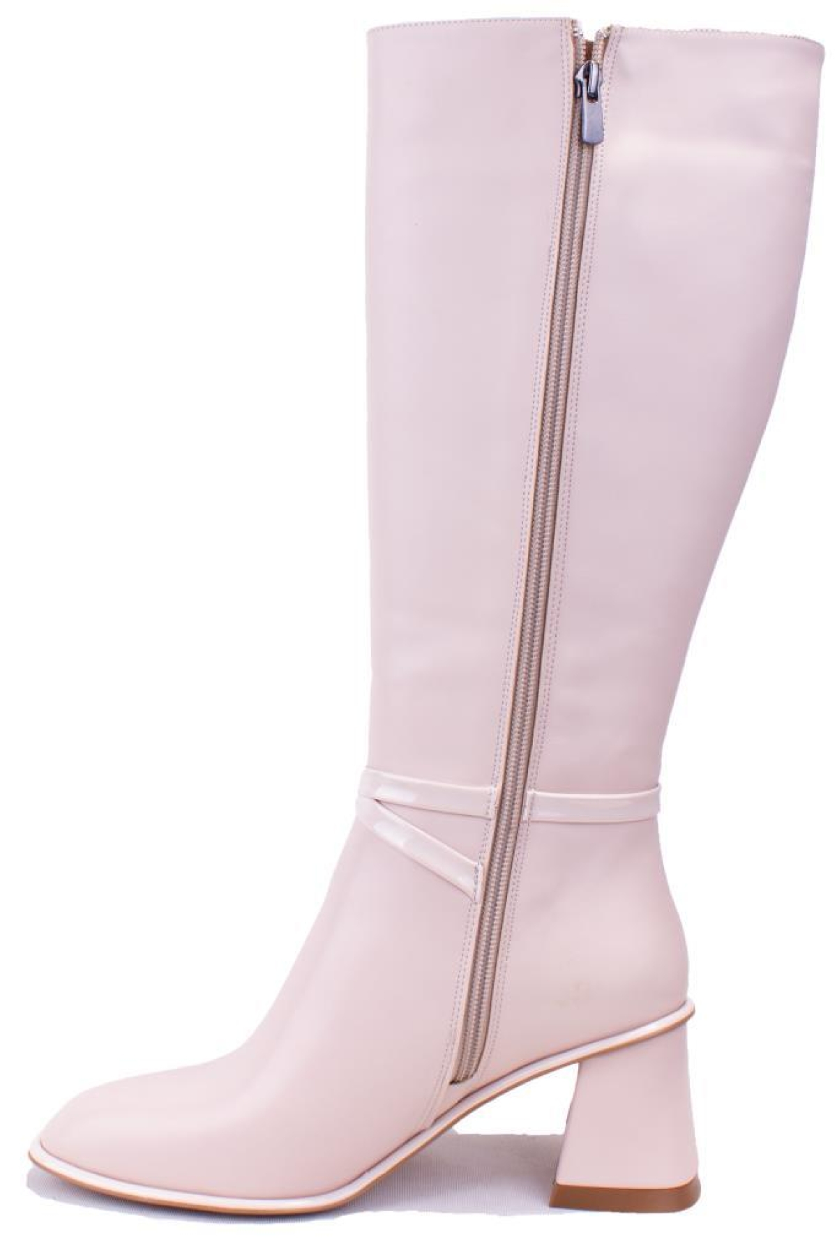 DZA07-1032901 Bej Klasik Topuklu Kadın Çizme - Görsel 4