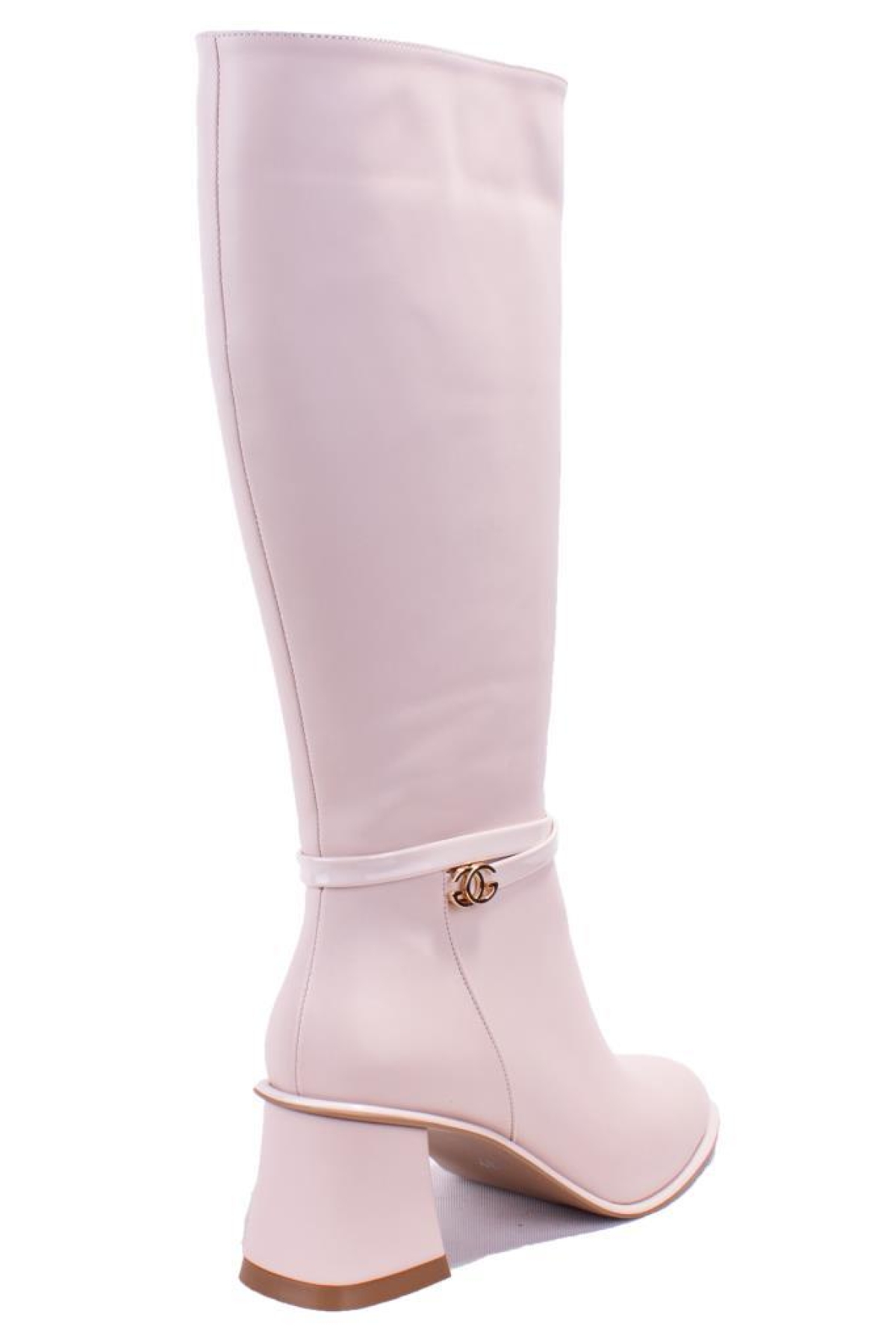 DZA07-1032901 Bej Klasik Topuklu Kadın Çizme - Görsel 5