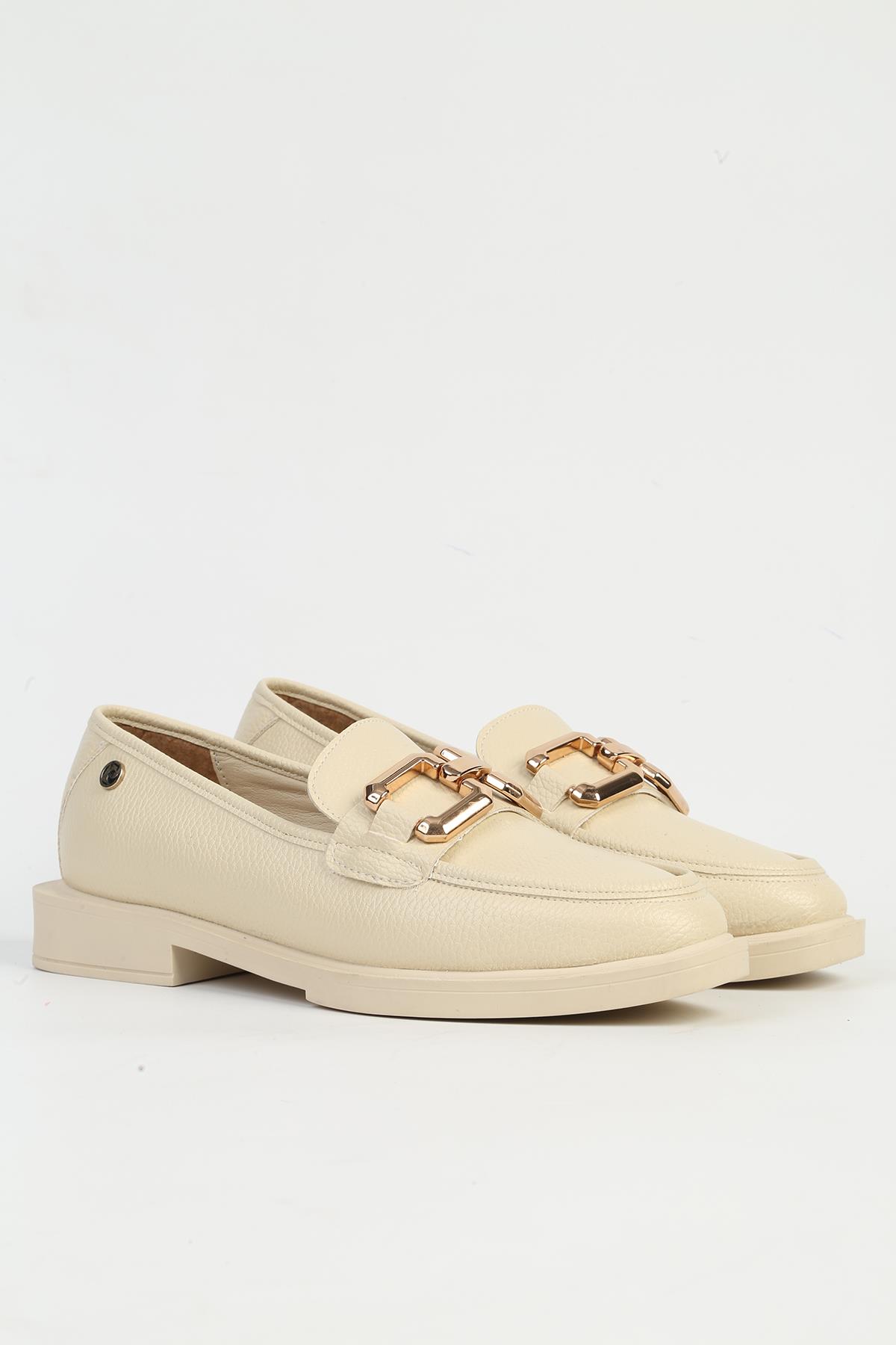Bej Kadın Loafer Ayakkabı PC-54782 - Görsel 3