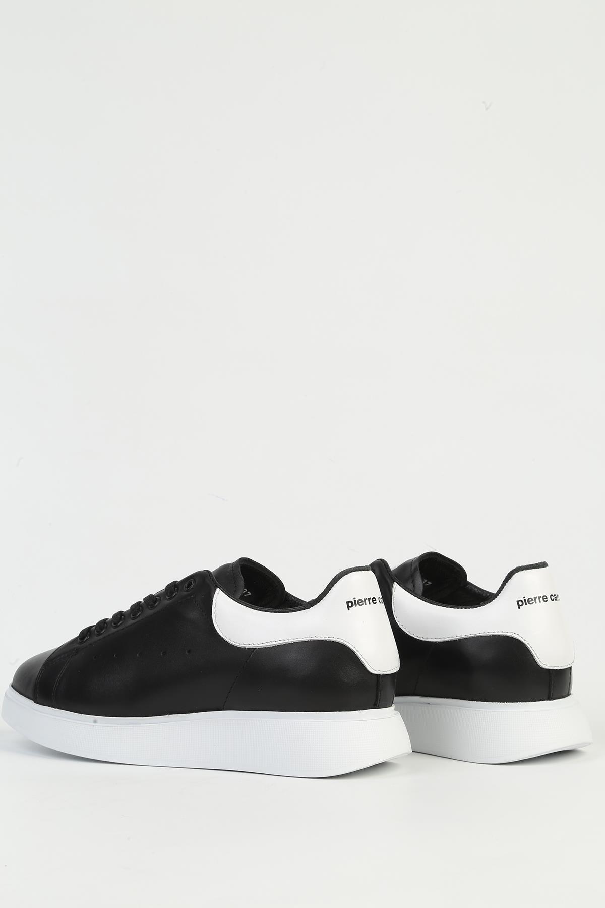 Erkek Deri Siyah Beyaz Sneaker PC-32722 - Görsel 4