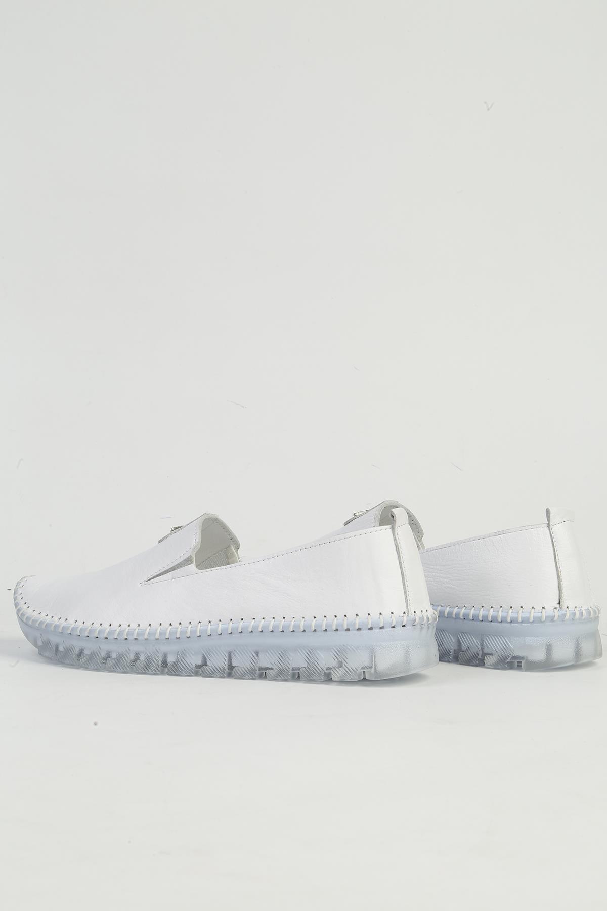 Beyaz Deri Kadın Ayakkabı PC-54768 - Görsel 4