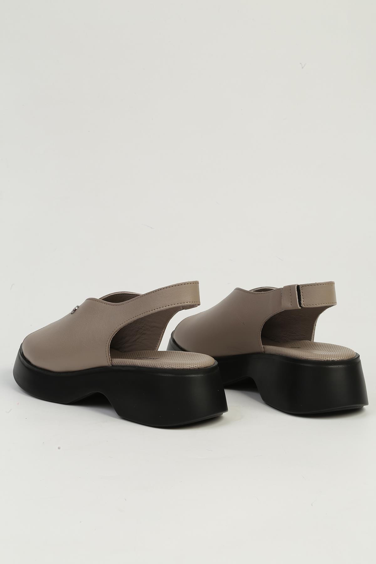 Vizon Deri Kadın Topuklu Ayakkabı PC-7390 - Görsel 4