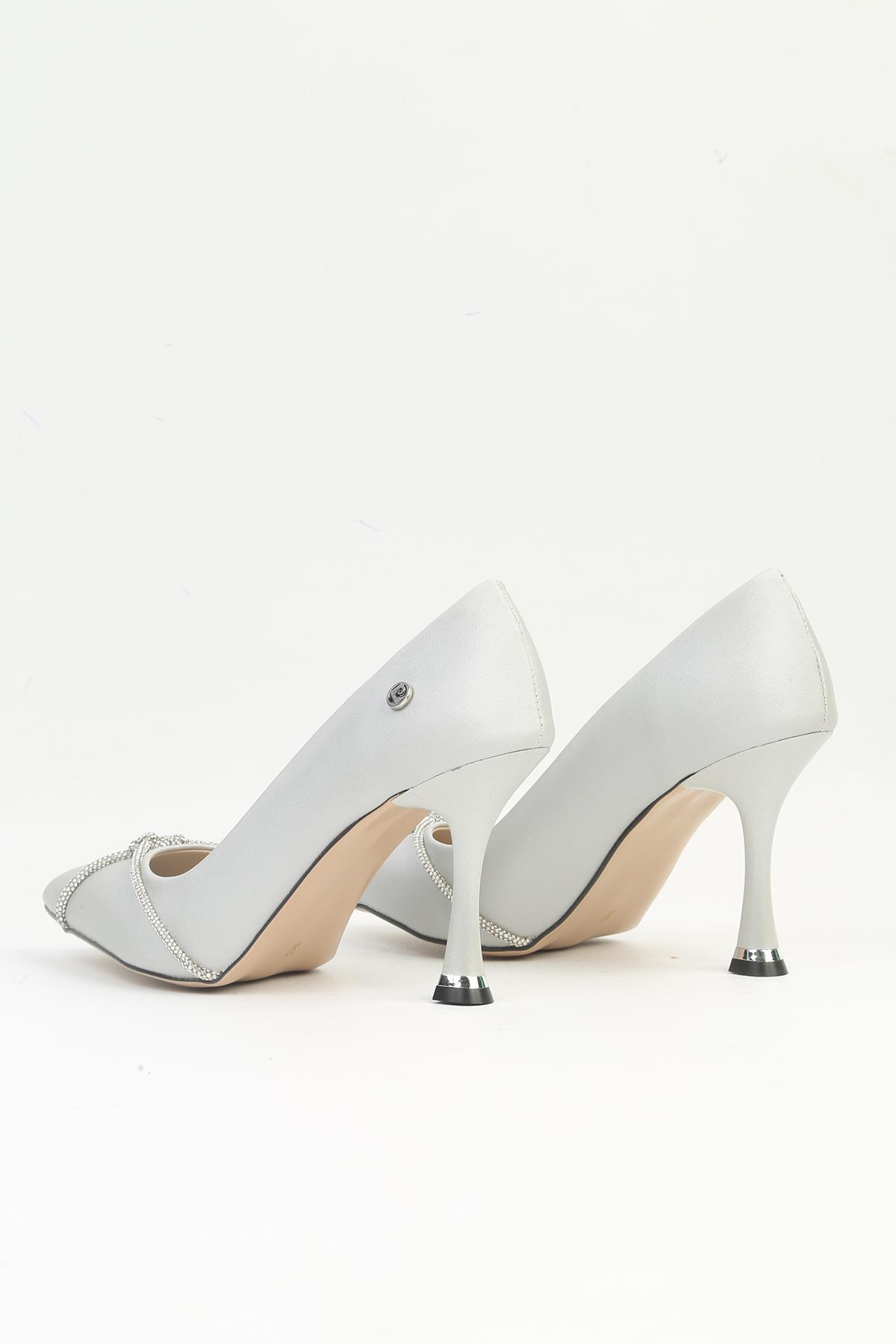 ® | PC-54036 Kadın Siyah Saten Topuklu Ayakkabı - Görsel 4