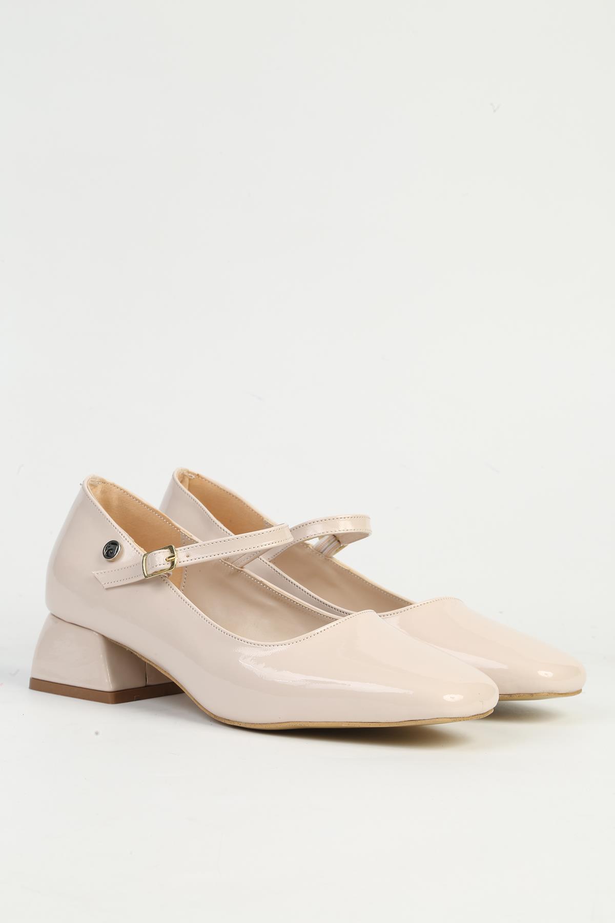 Krem Rugan Kadın Topuklu Ayakkabı PC-54718 - Görsel 3
