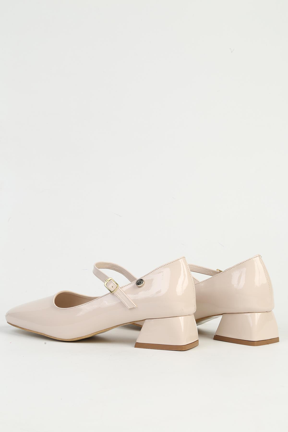 Krem Rugan Kadın Topuklu Ayakkabı PC-54718 - Görsel 4