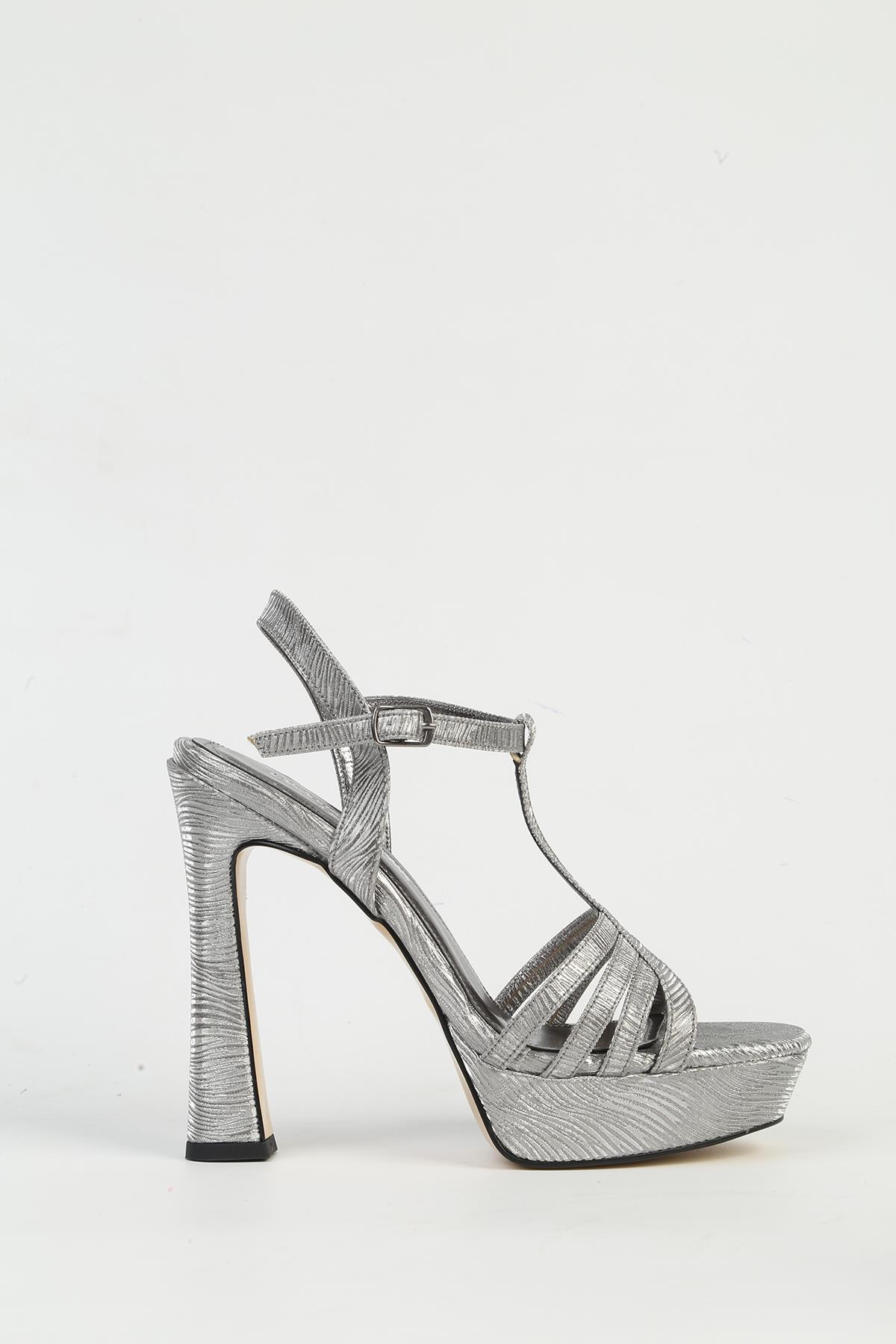Platin Kadın Topuklu Ayakkabı PC-54504 - Görsel 2
