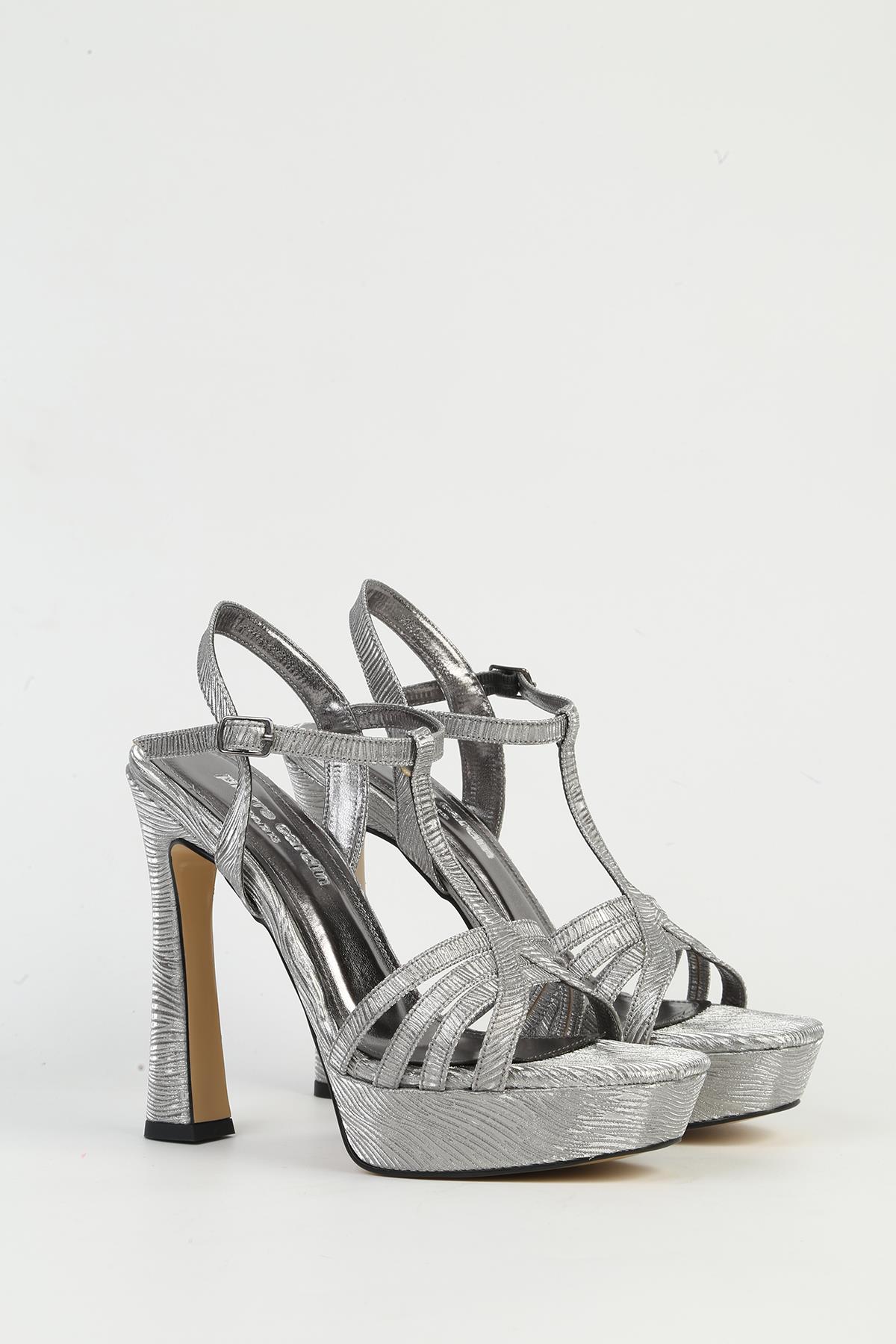 Platin Kadın Topuklu Ayakkabı PC-54504 - Görsel 3
