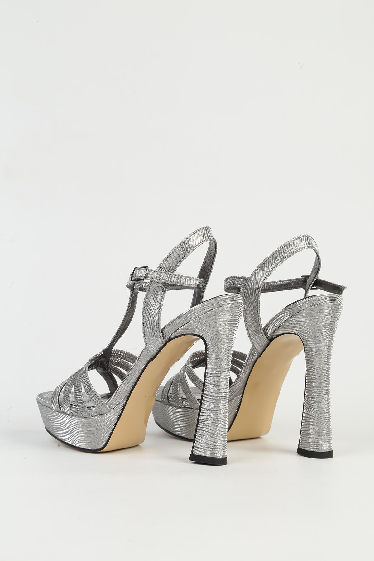 Platin Kadın Topuklu Ayakkabı PC-54504 - Görsel 4