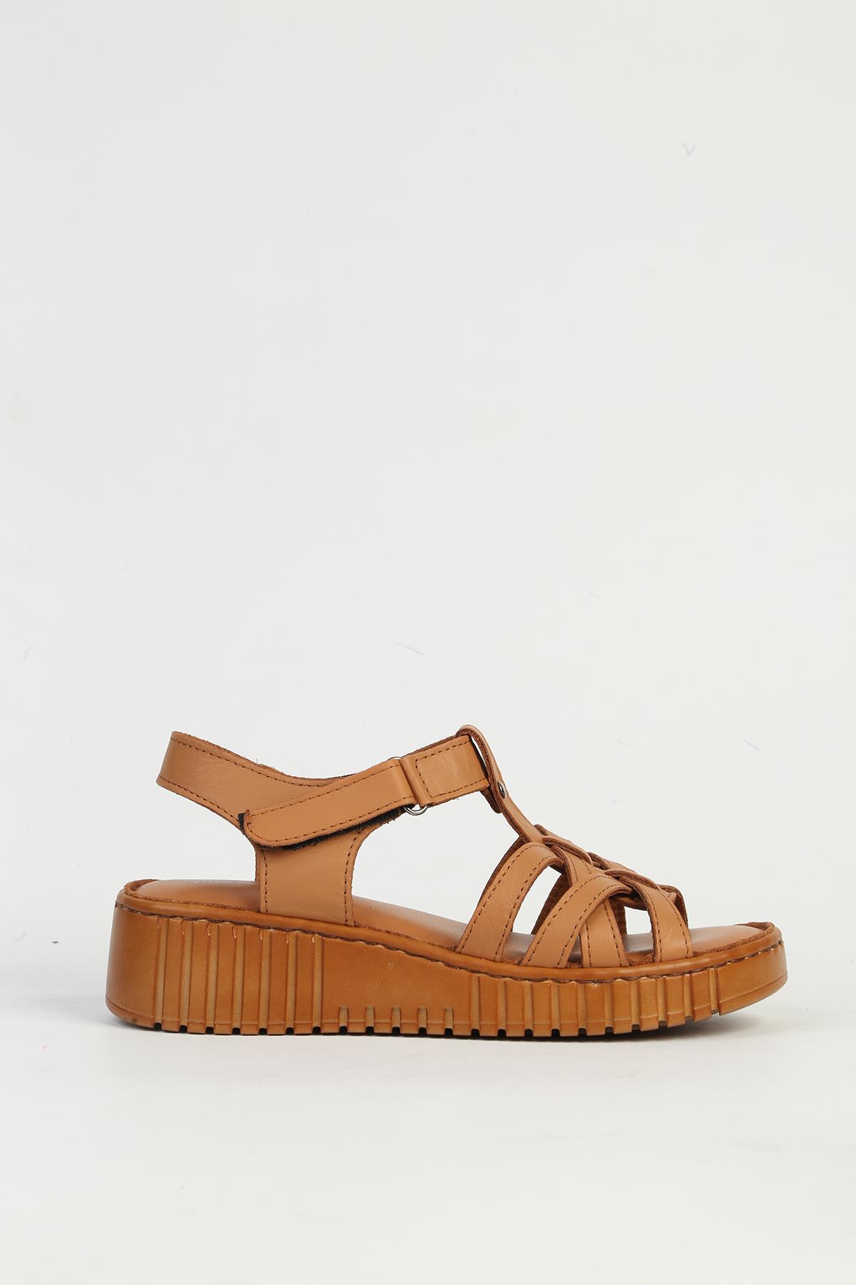 Kadın Deri Taba Topuklu Ayakkabı PC-54787 - Görsel 3