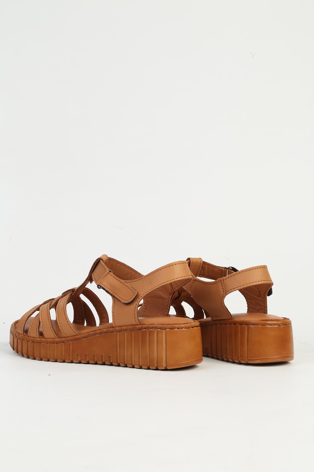 Kadın Deri Taba Topuklu Ayakkabı PC-54787 - Görsel 4