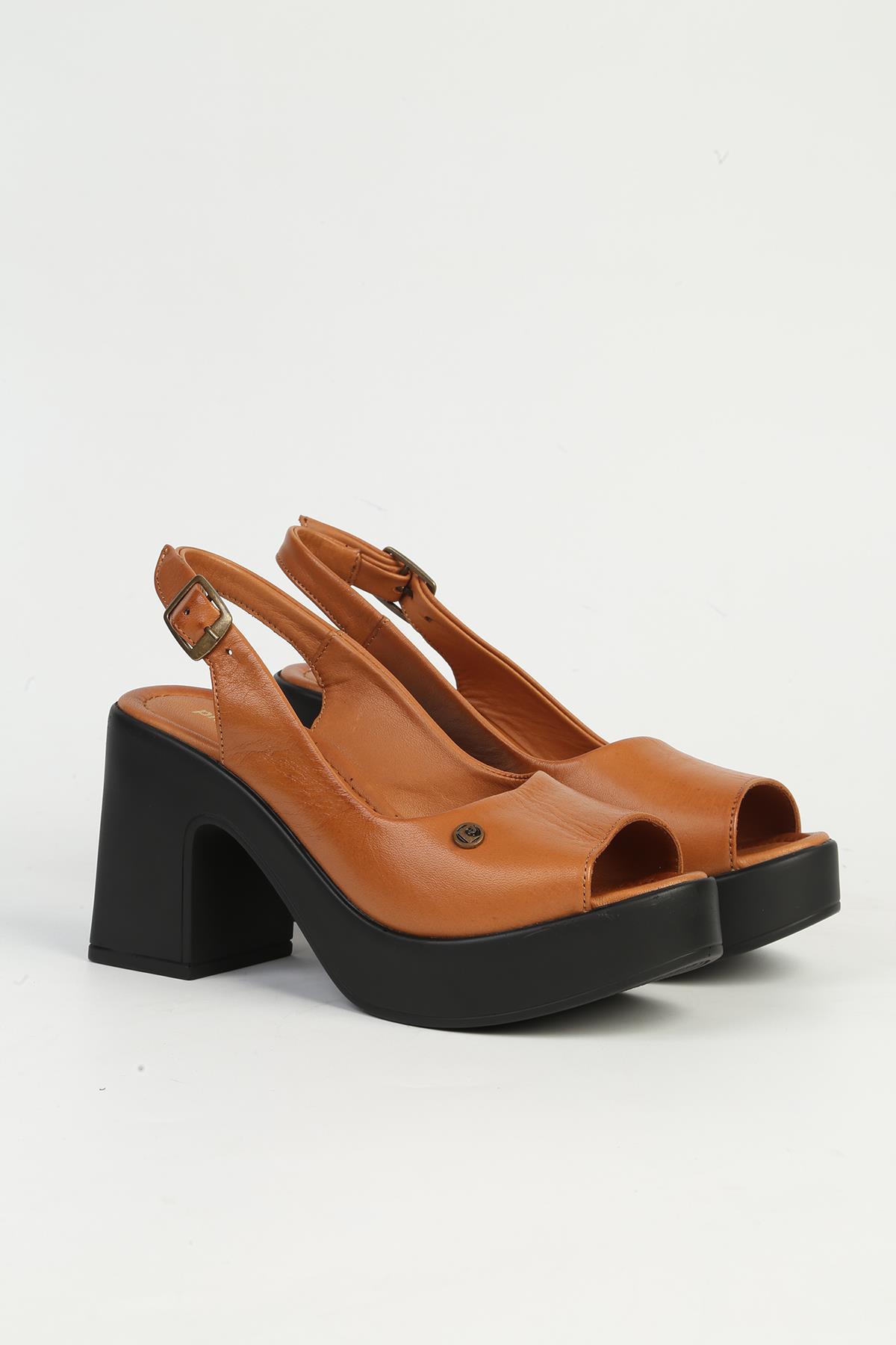 Taba Kadın Topuklu Ayakkabı PC-54604 - Görsel 3