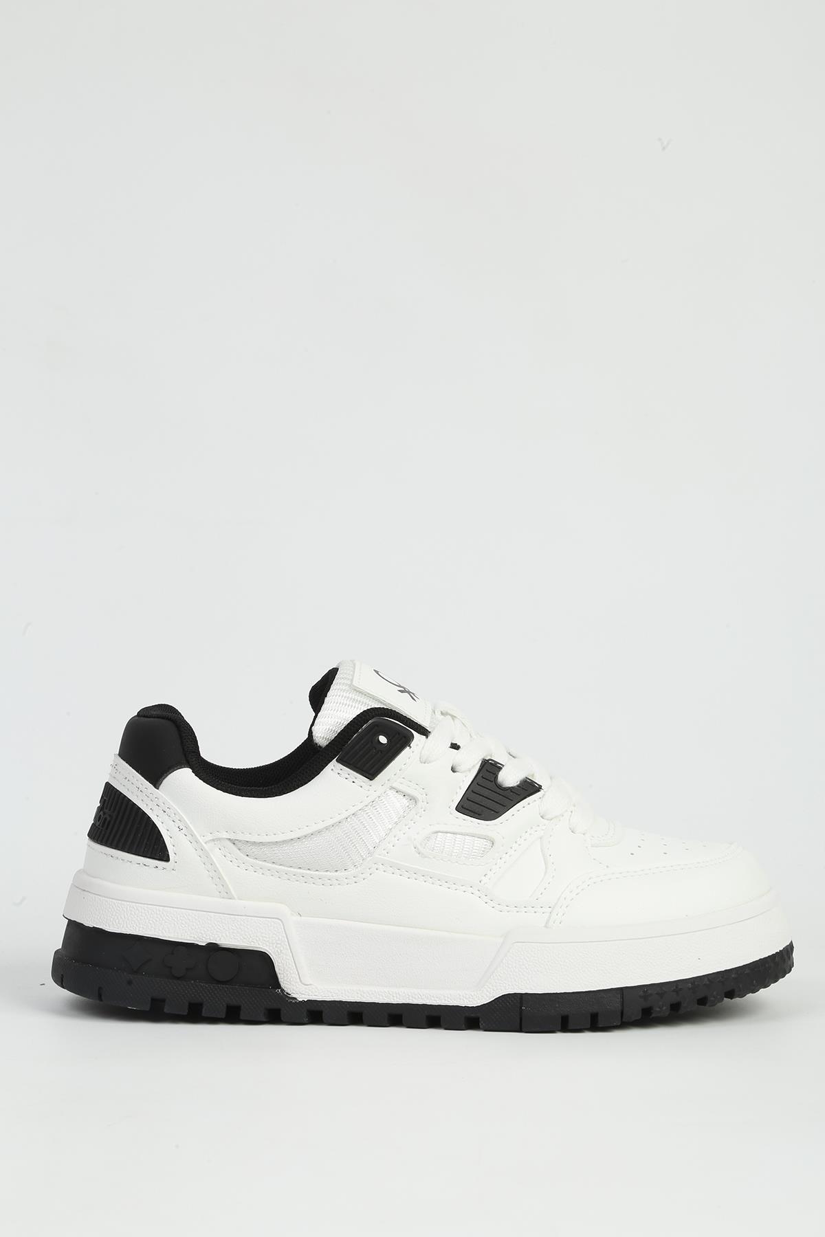 Beyaz Siyah Kadın Spor Ayakkabı İTHAL BNI-12158 - Görsel 2