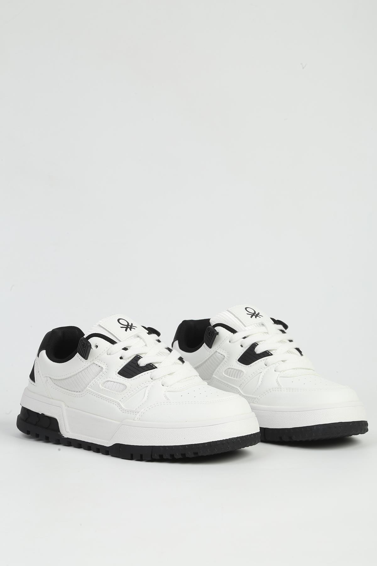 Beyaz Siyah Kadın Spor Ayakkabı İTHAL BNI-12158 - Görsel 3