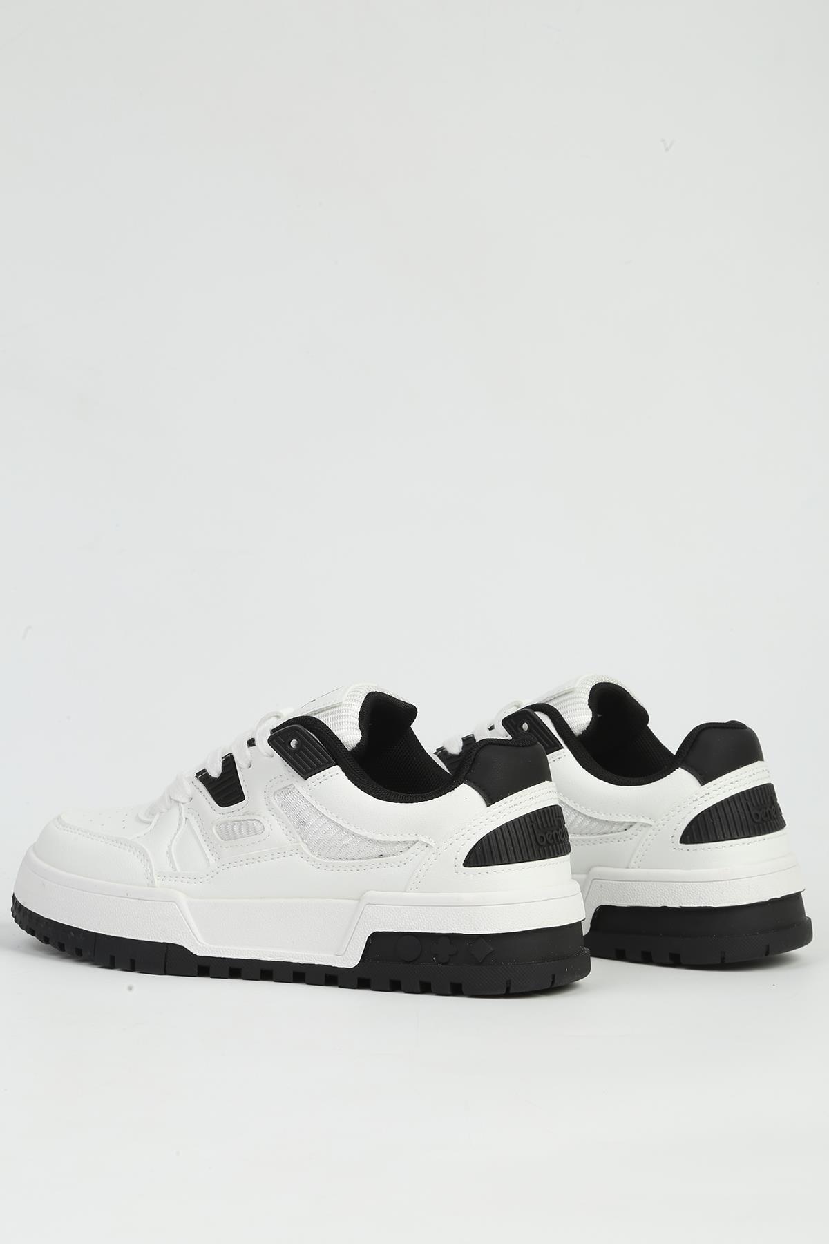 Beyaz Siyah Kadın Spor Ayakkabı İTHAL BNI-12158 - Görsel 4