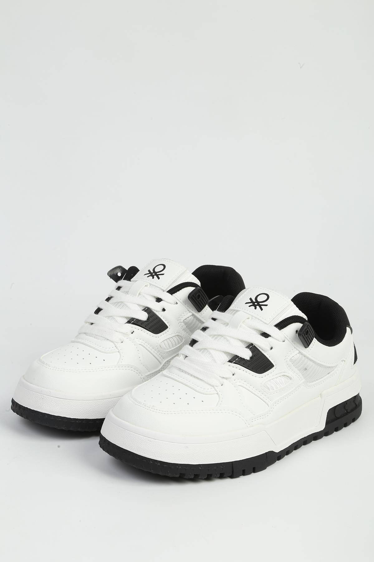 Beyaz Siyah Kadın Spor Ayakkabı İTHAL BNI-12158 - Görsel 5