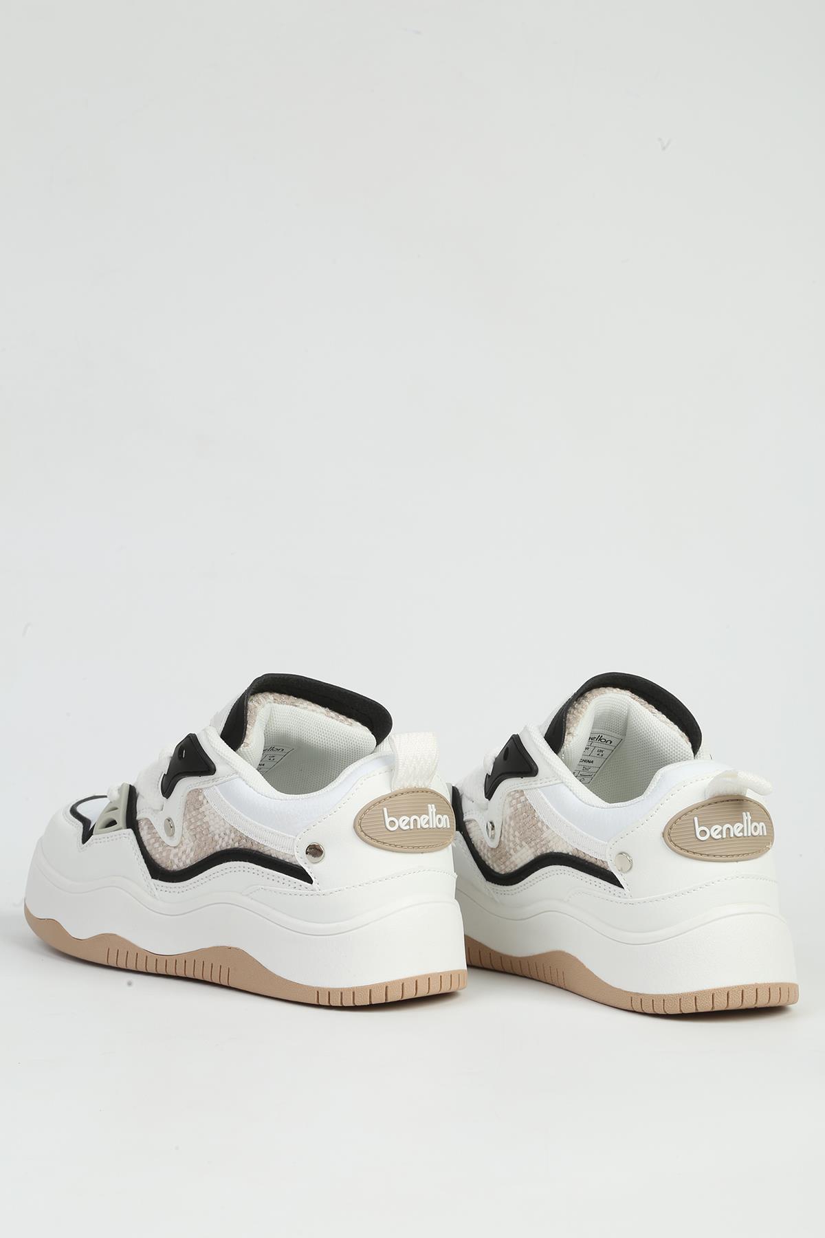 Beyaz Siyah Kadın Spor Ayakkabı İTHAL BNI-12157 - Görsel 4